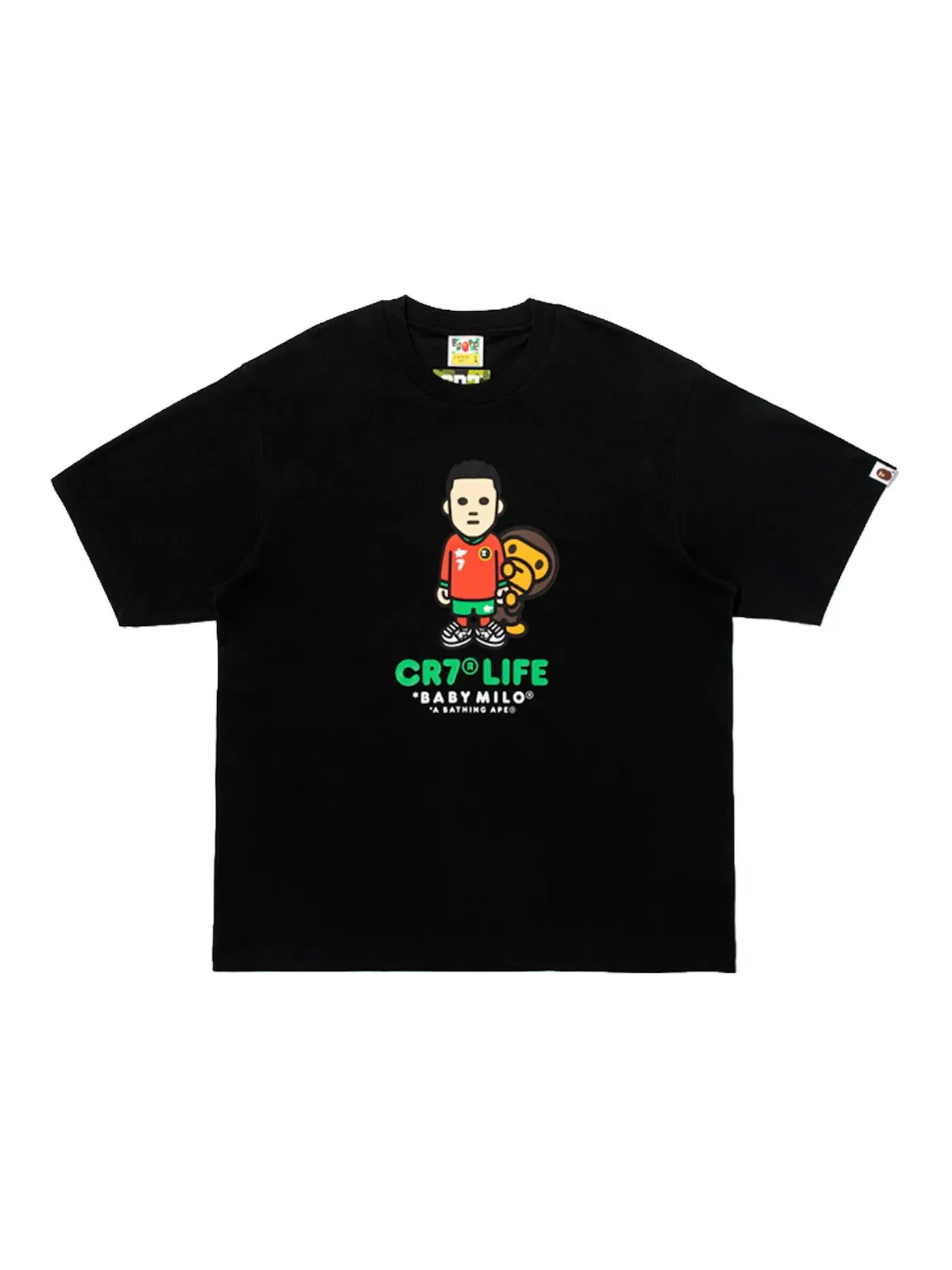 Мужская футболка с принтом BAPE CR7Life Ronaldo Baby Milo Tee BAPE — изображение 1 из 1, черный