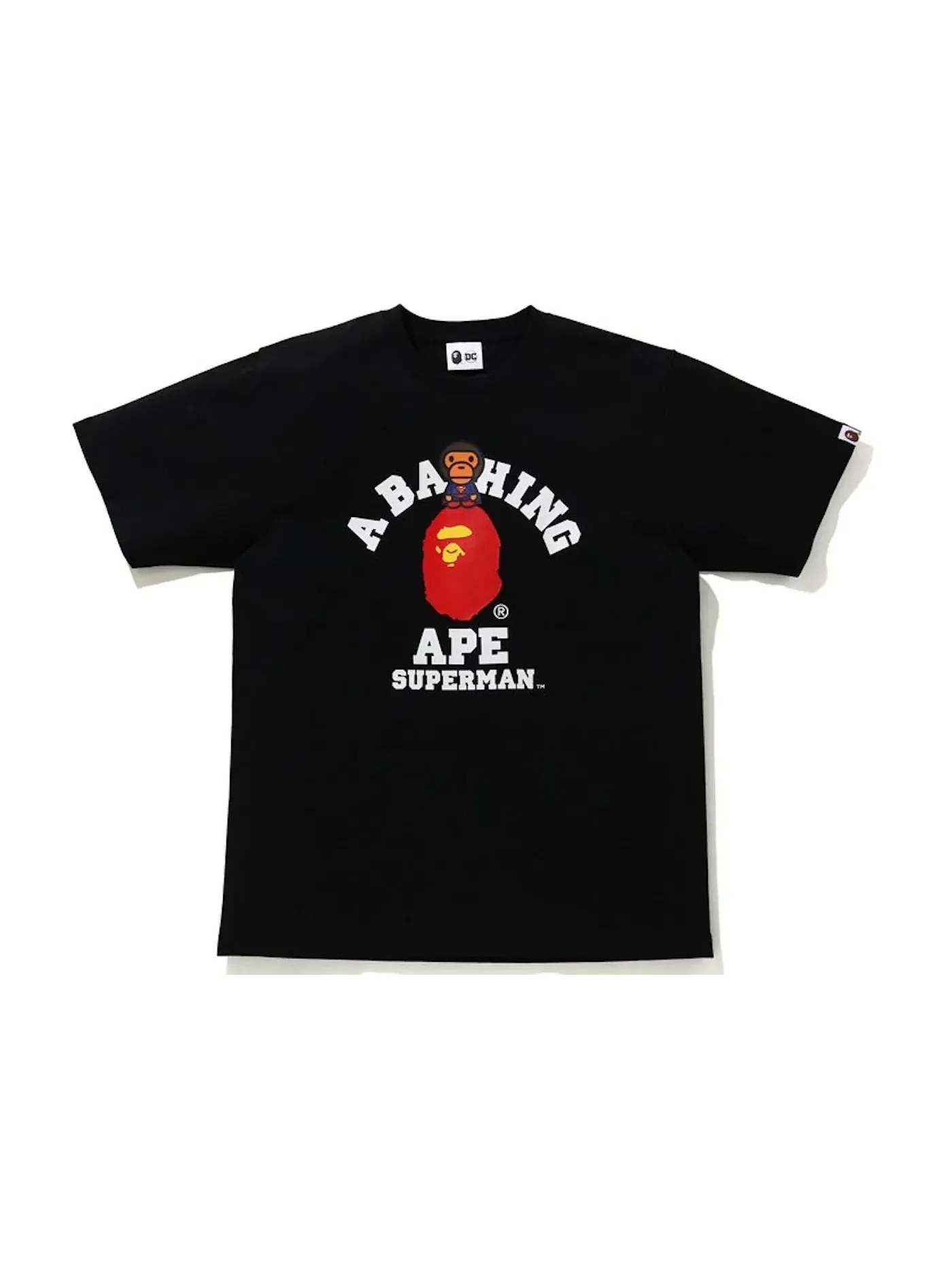 Мужская футболка с принтом BAPE x DC Baby Milo Superman College Tee BAPE — изображение 1 из 2, черный
