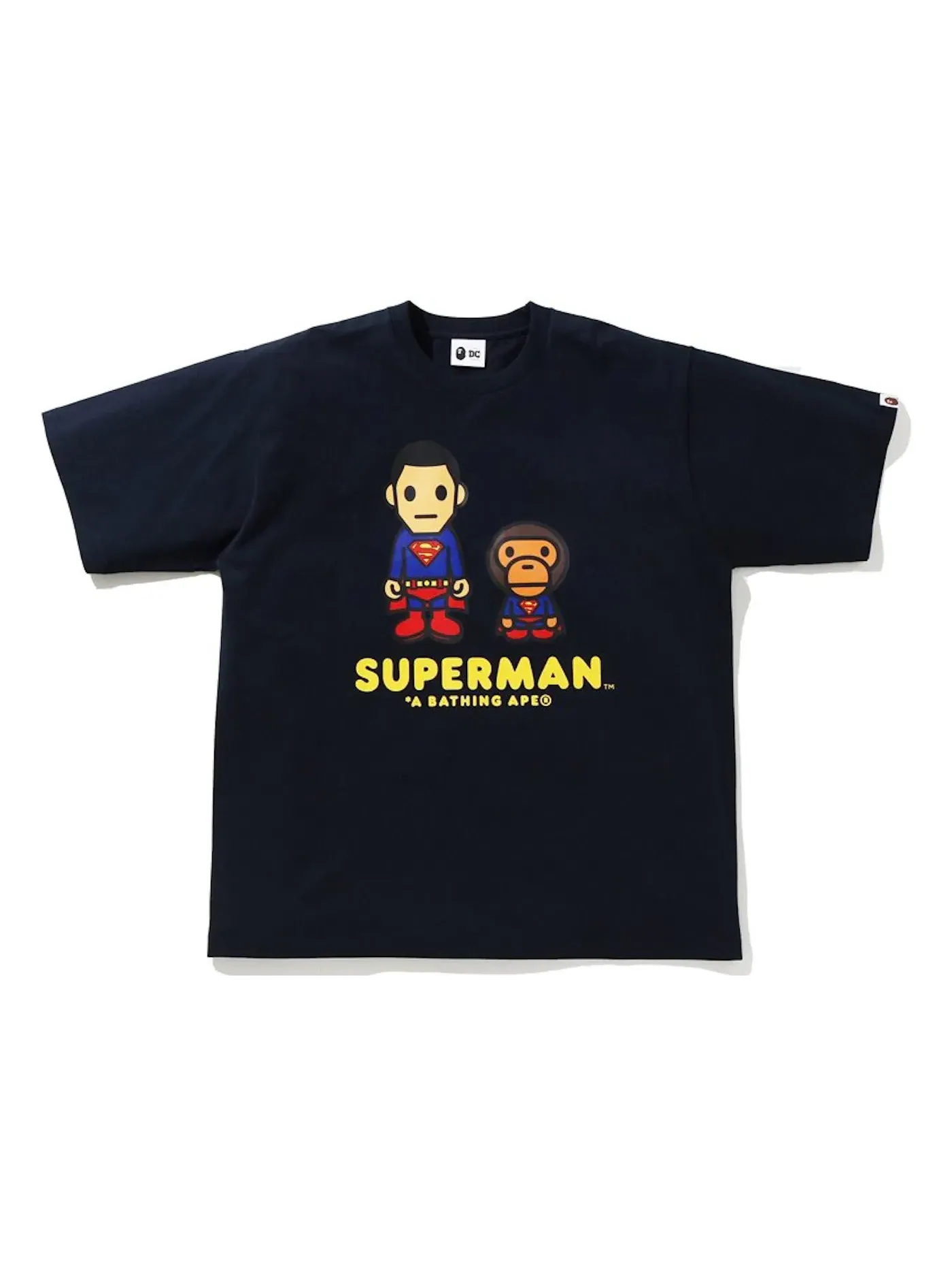 Мужская футболка свободного кроя BAPE x DC Baby Milo Superman Relaxed Fit Tee BAPE — изображение 1 из 2, темно-синий