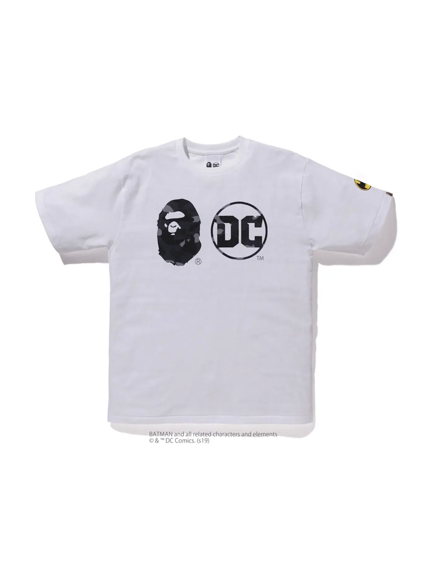 Мужская футболка с принтом BAPE x DC Batman Apehead DC Logo Tee — изображение 1 из 1, белый/черный