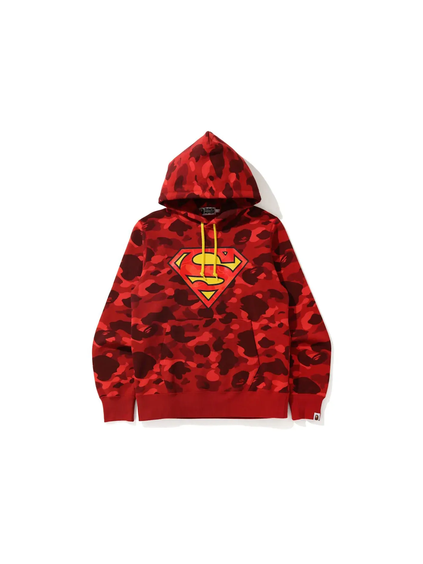 Мужской пуловер с капюшоном с принтом BAPE x DC Superman Camo Pullover Hoodie BAPE — изображение 1 из 2, красный