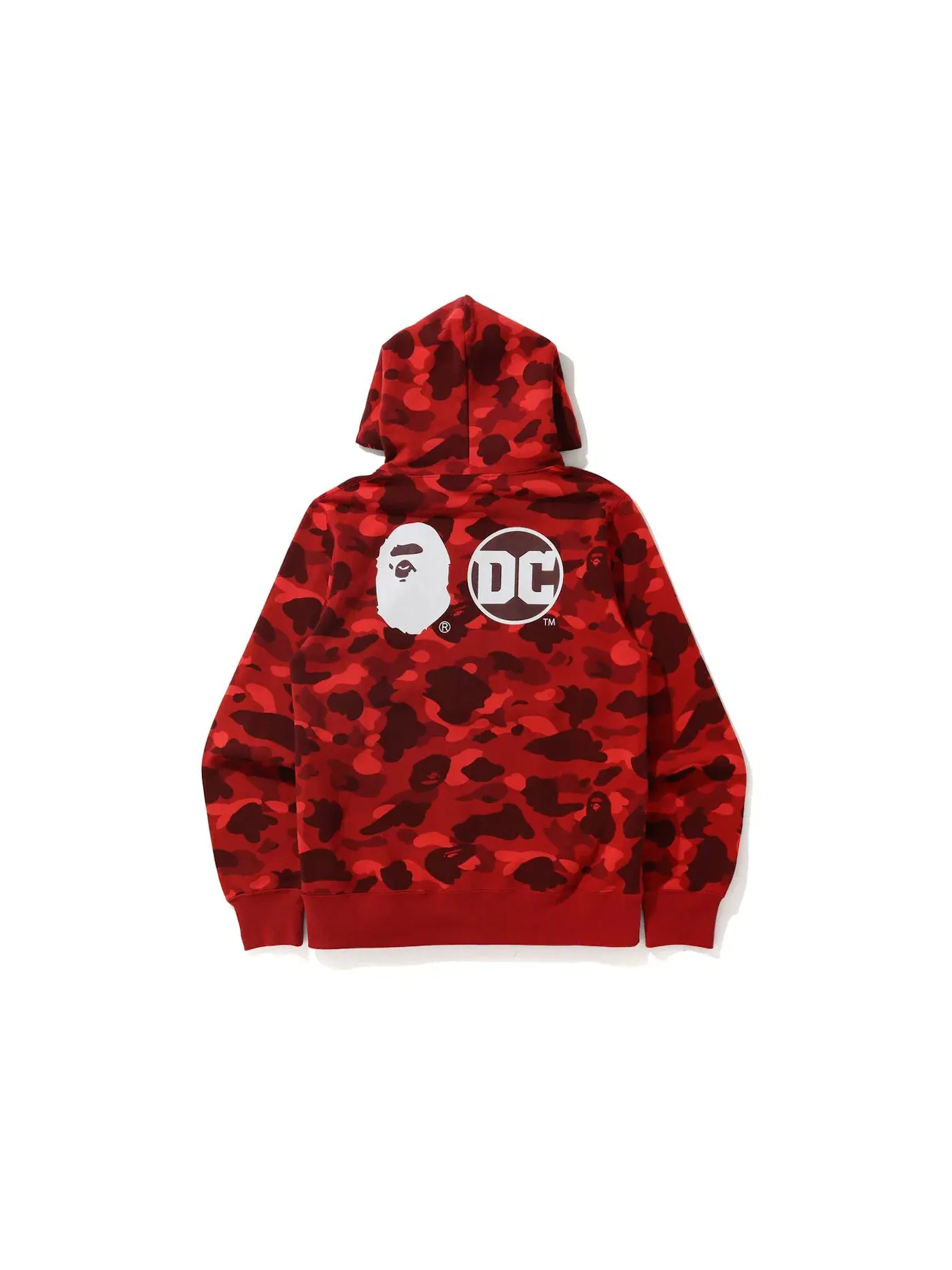 Мужской пуловер с капюшоном с принтом BAPE x DC Superman Camo Pullover Hoodie BAPE — изображение 2 из 2, красный