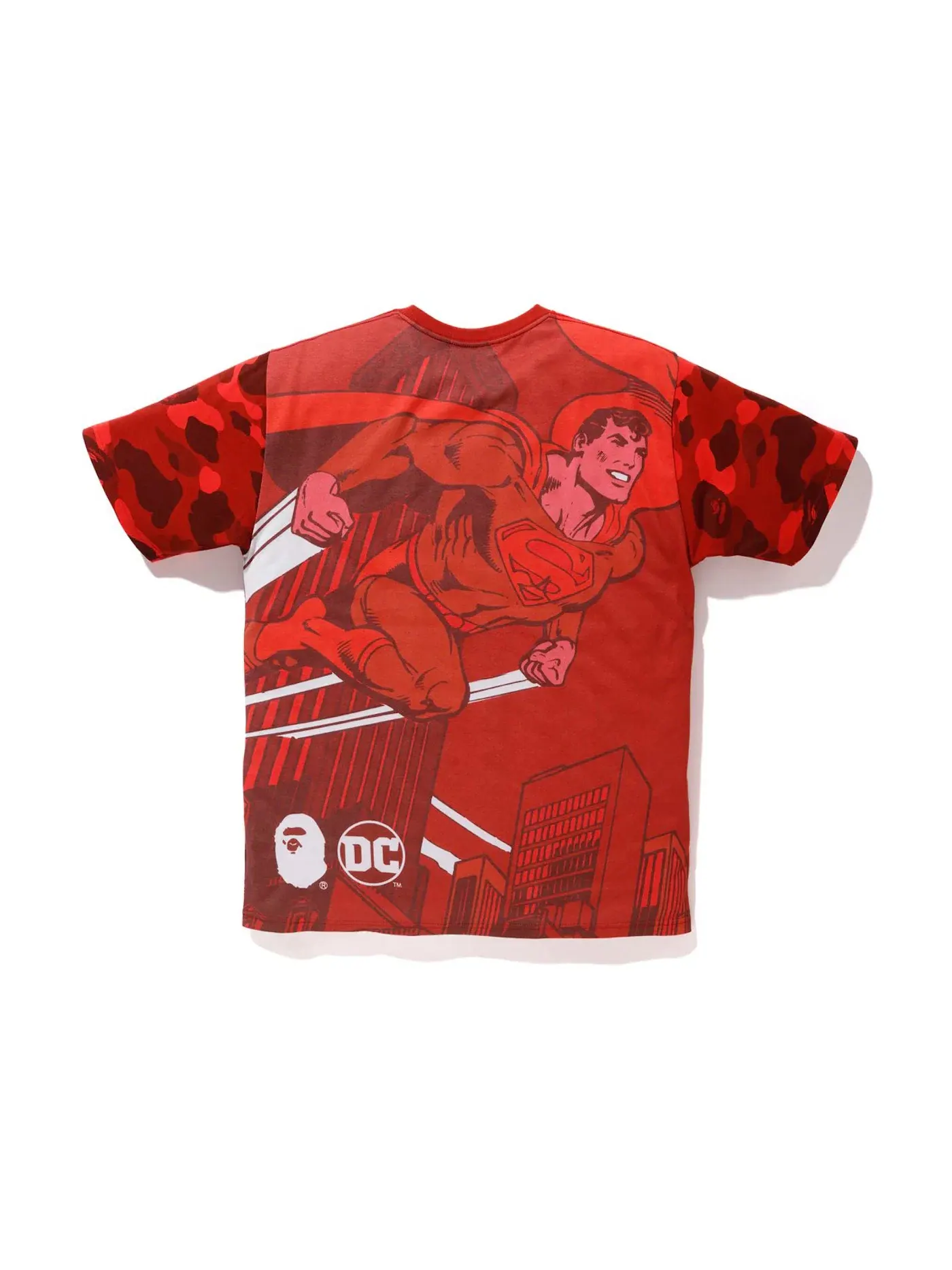 Мужская футболка с принтом BAPE x DC Superman Color Camo Tee BAPE — изображение 2 из 2, красный