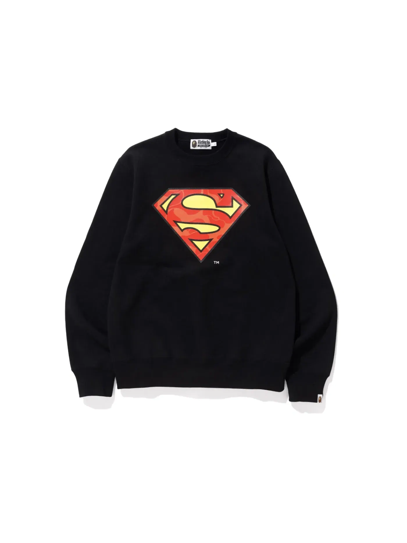 Мужской свитшот с принтом BAPE x DC Superman Crewneck Black — изображение 1 из 2, черный