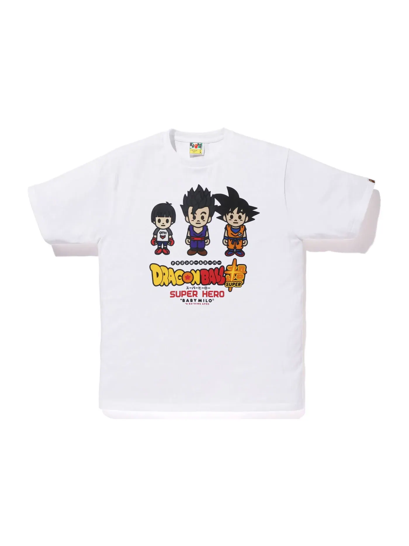 Мужская футболка с принтом BAPE x Dragon Ball Super Pan & Son Gohan & Son Goku Baby Milo Japan Exclusive Tee, белый