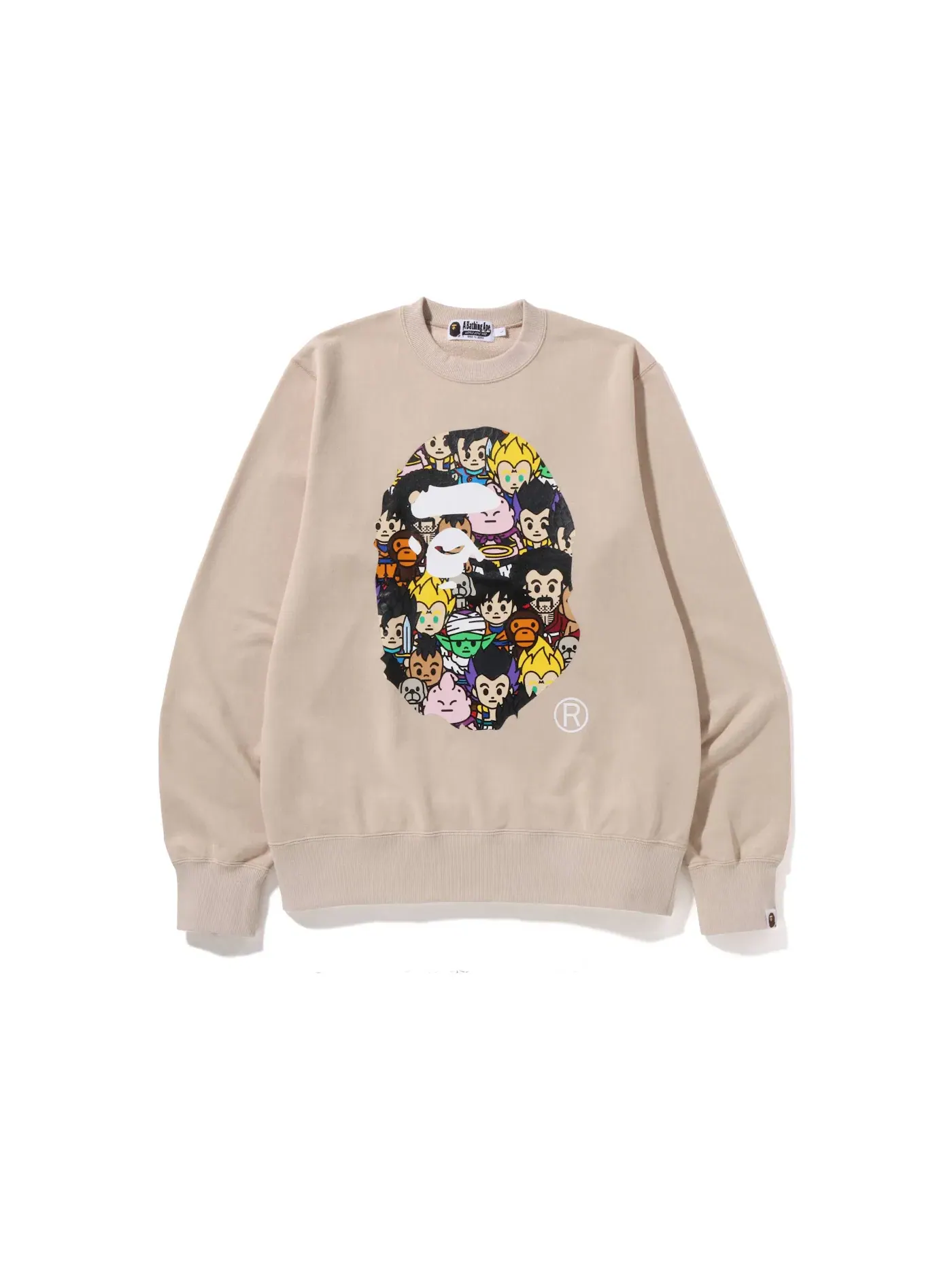 Мужской свитшот с принтом BAPE x Dragon Ball Z Ape Head Sweatshirt BAPE — изображение 1 из 2, бежевый