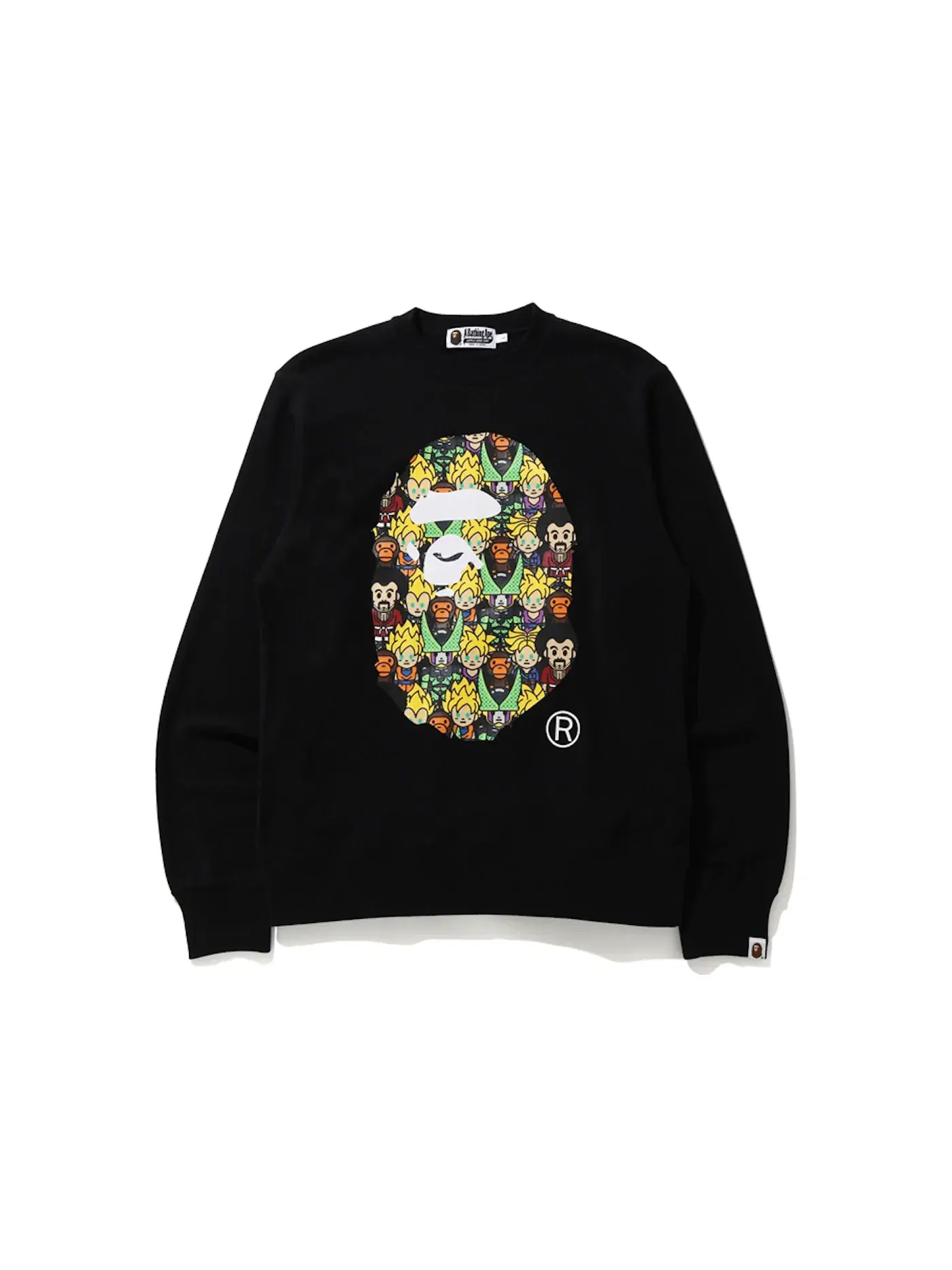 Мужской свитшот с принтом BAPE x Dragon Ball Z Baby Milo Big Ape Head Crewneck BAPE — изображение 1 из 1, черный