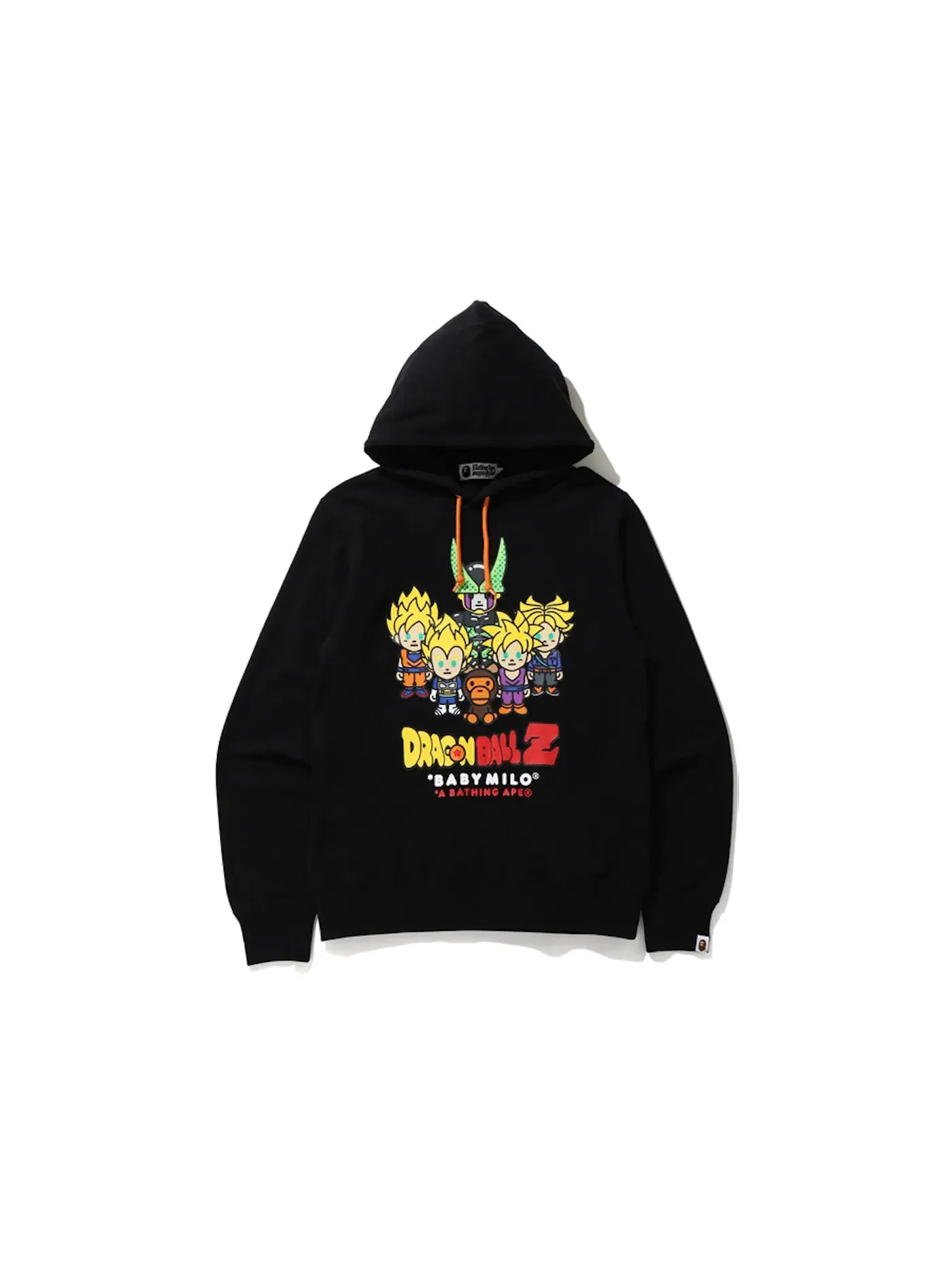 Мужской пуловер-худи с принтом BAPE x Dragon Ball Z Baby Milo Super Saiyan & Cell BAPE — изображение 1 из 1, черный