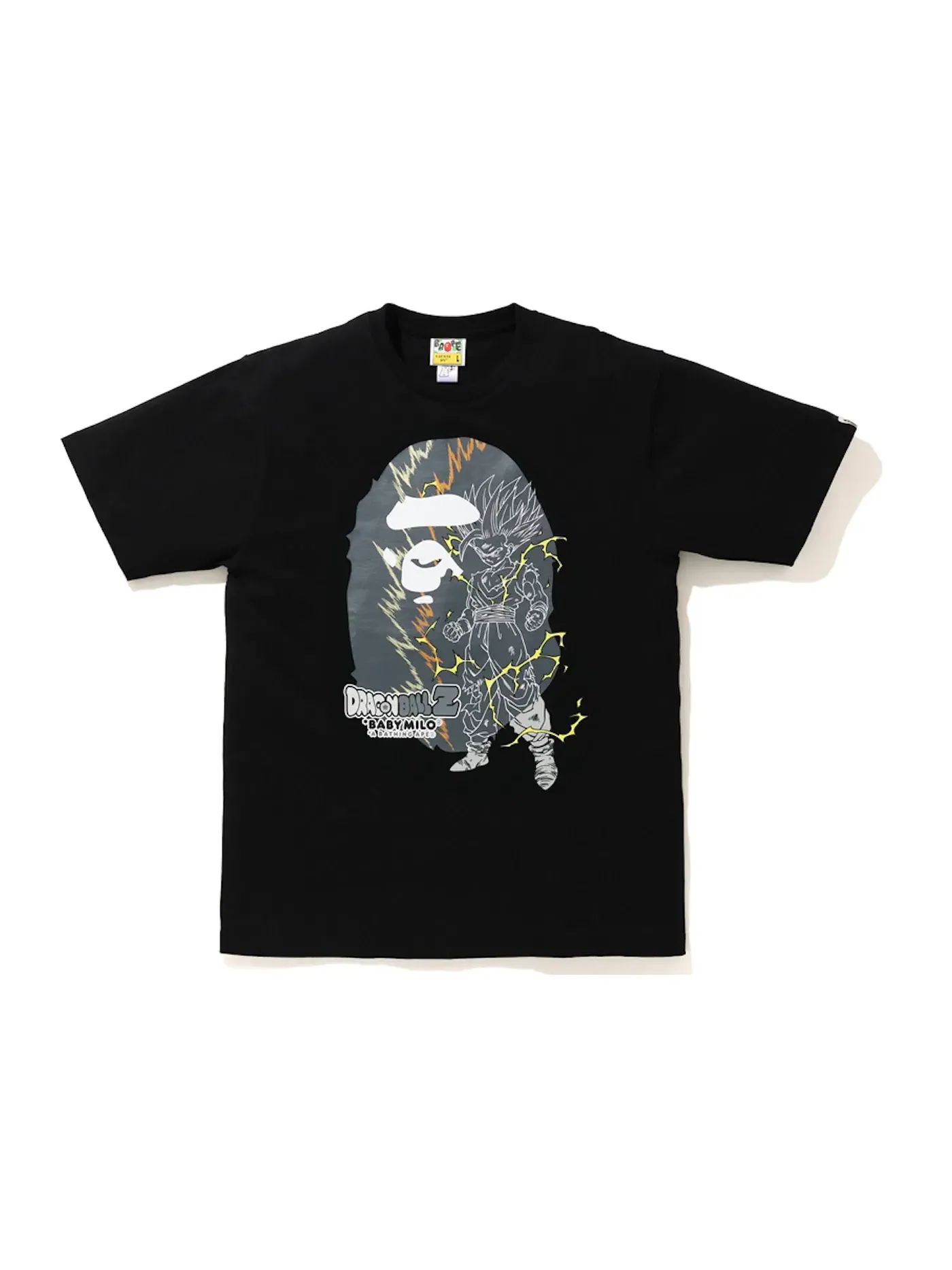 Мужская футболка с принтом BAPE x Dragon Ball Z Son Gohan Big Ape Head Tee BAPE — изображение 1 из 1, черный