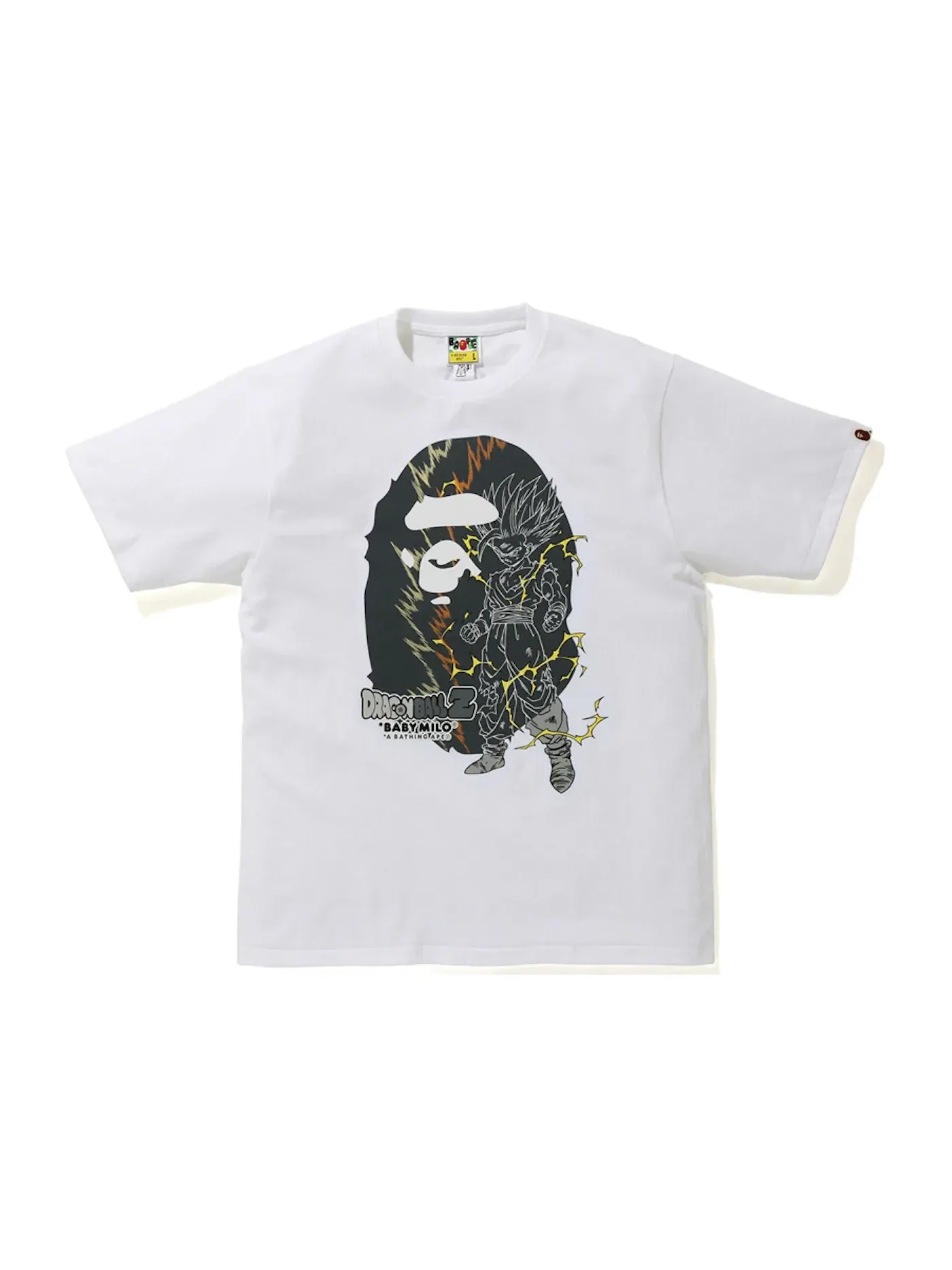 Мужская футболка с принтом BAPE x Dragon Ball Z Son Gohan Big Ape Head Tee BAPE — изображение 1 из 1, белый