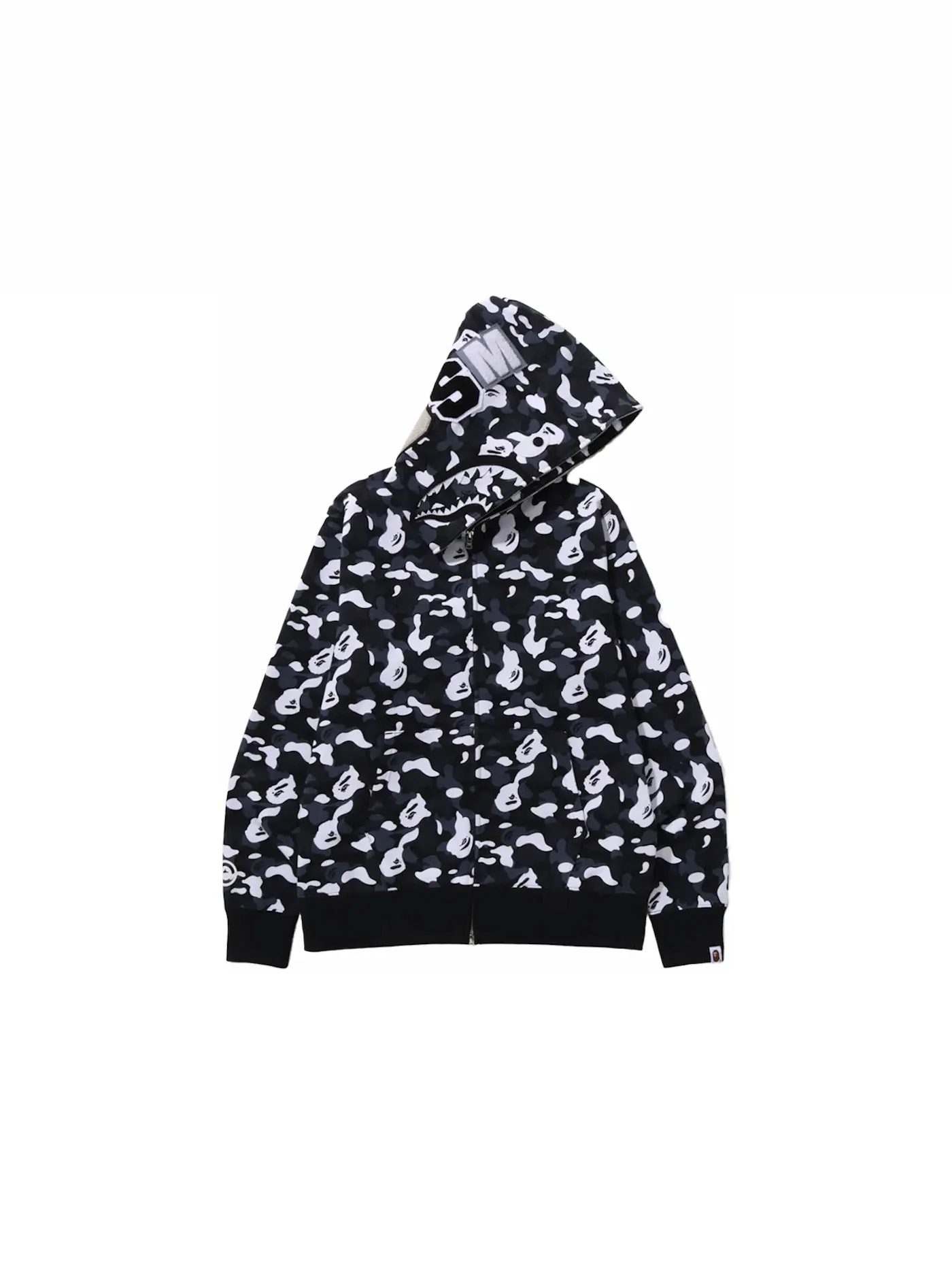 Мужская худи с камуфляжным принтом BAPE x DSM Camo Shark Full Zip Hoodie BAPE — изображение 2 из 3, черный