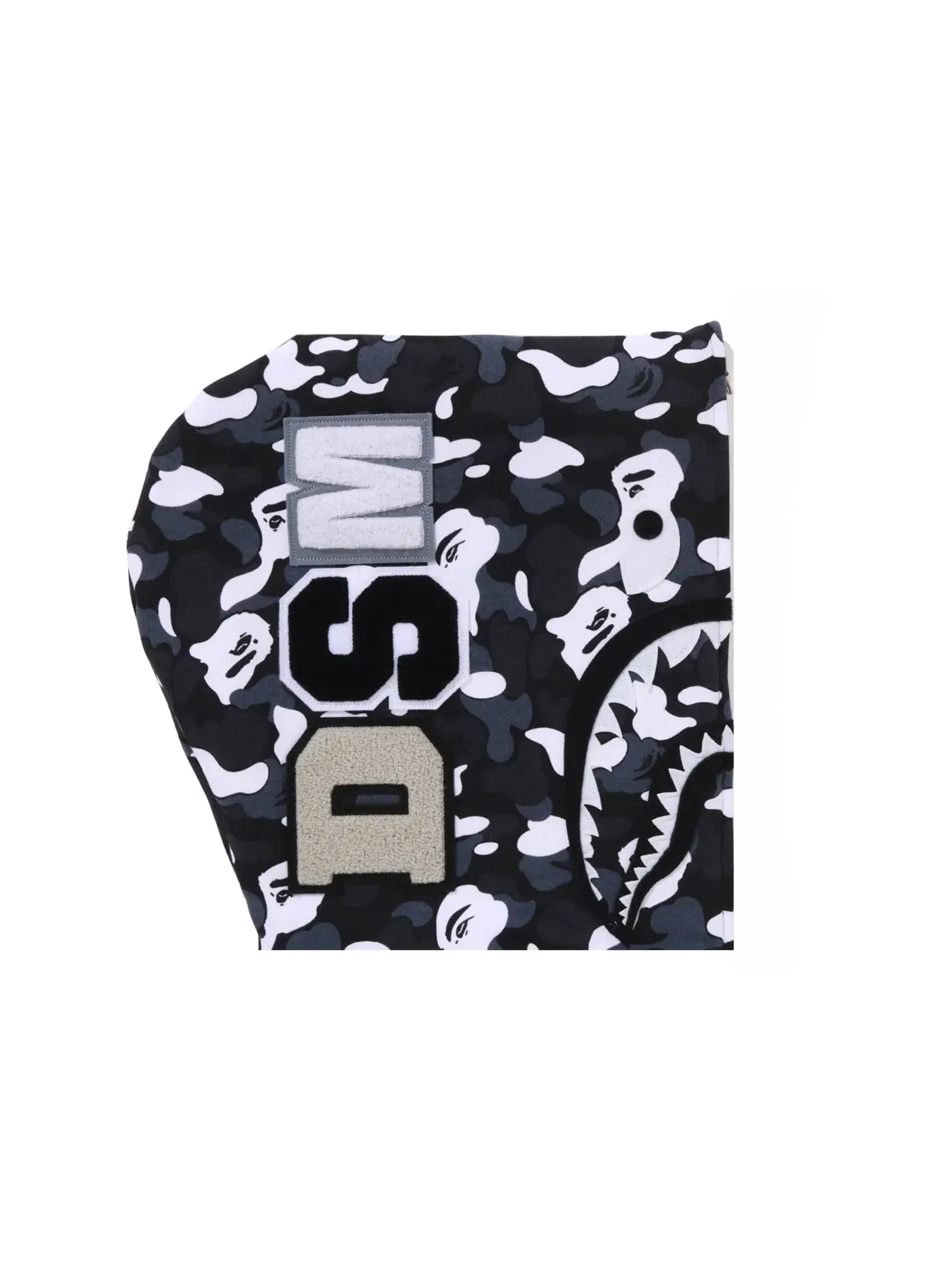 Мужская худи с камуфляжным принтом BAPE x DSM Camo Shark Full Zip Hoodie BAPE — изображение 3 из 3, черный