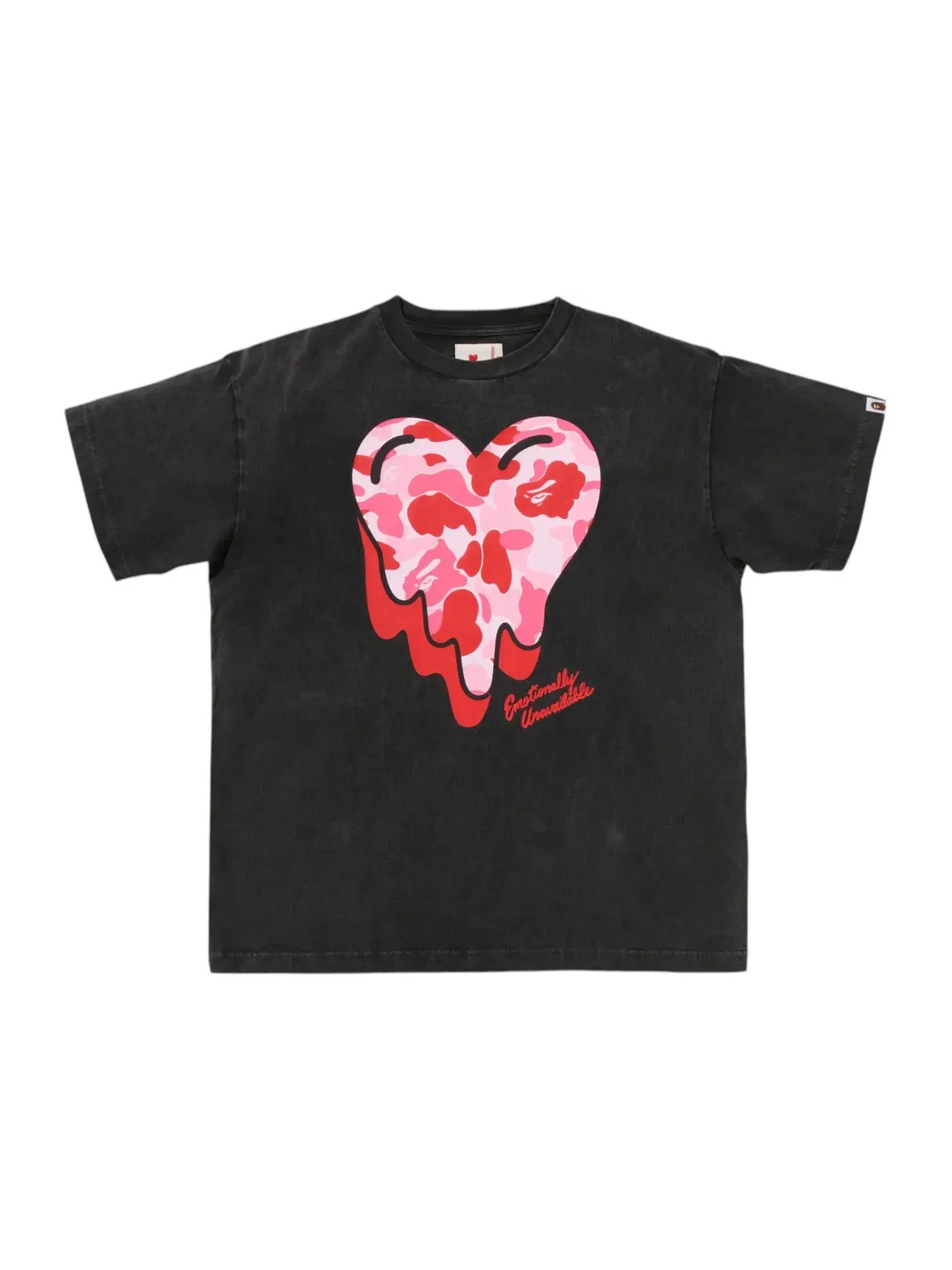 Мужская футболка с камуфляжным принтом BAPE x Emotionally Unavailable ABC Camo Tee BAPE — изображение 1 из 2, черный