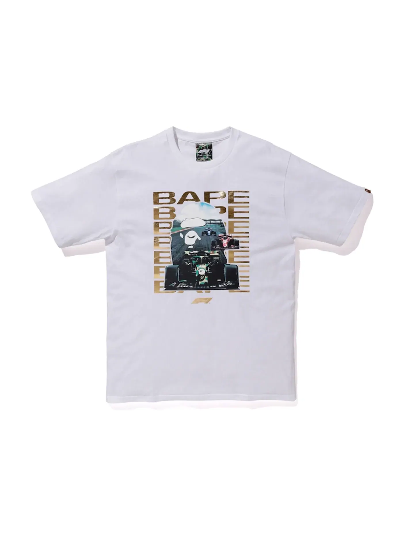 Мужская футболка с принтом BAPE x F1 Photo Ape Head — изображение 1 из 2, белый