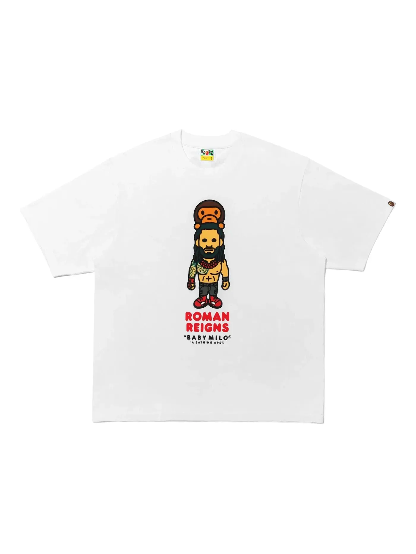 Мужская футболка свободного кроя Roman Reigns Baby Milo BAPE — изображение 1 из 2, белый