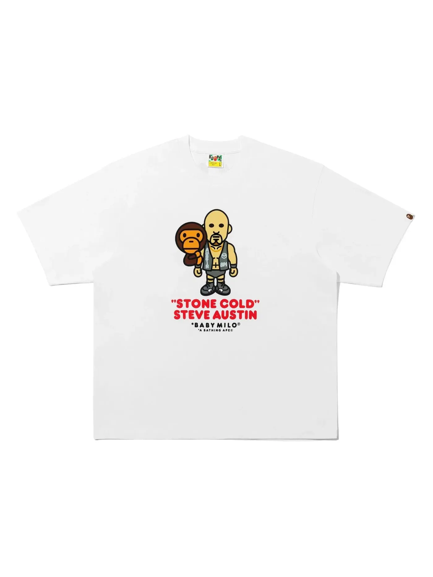 Мужская футболка свободного кроя BAPE x Fanatics x WWE Stone Cold Steve Austin Baby Milo Relaxed Fit Tee — изображение 1 из 2