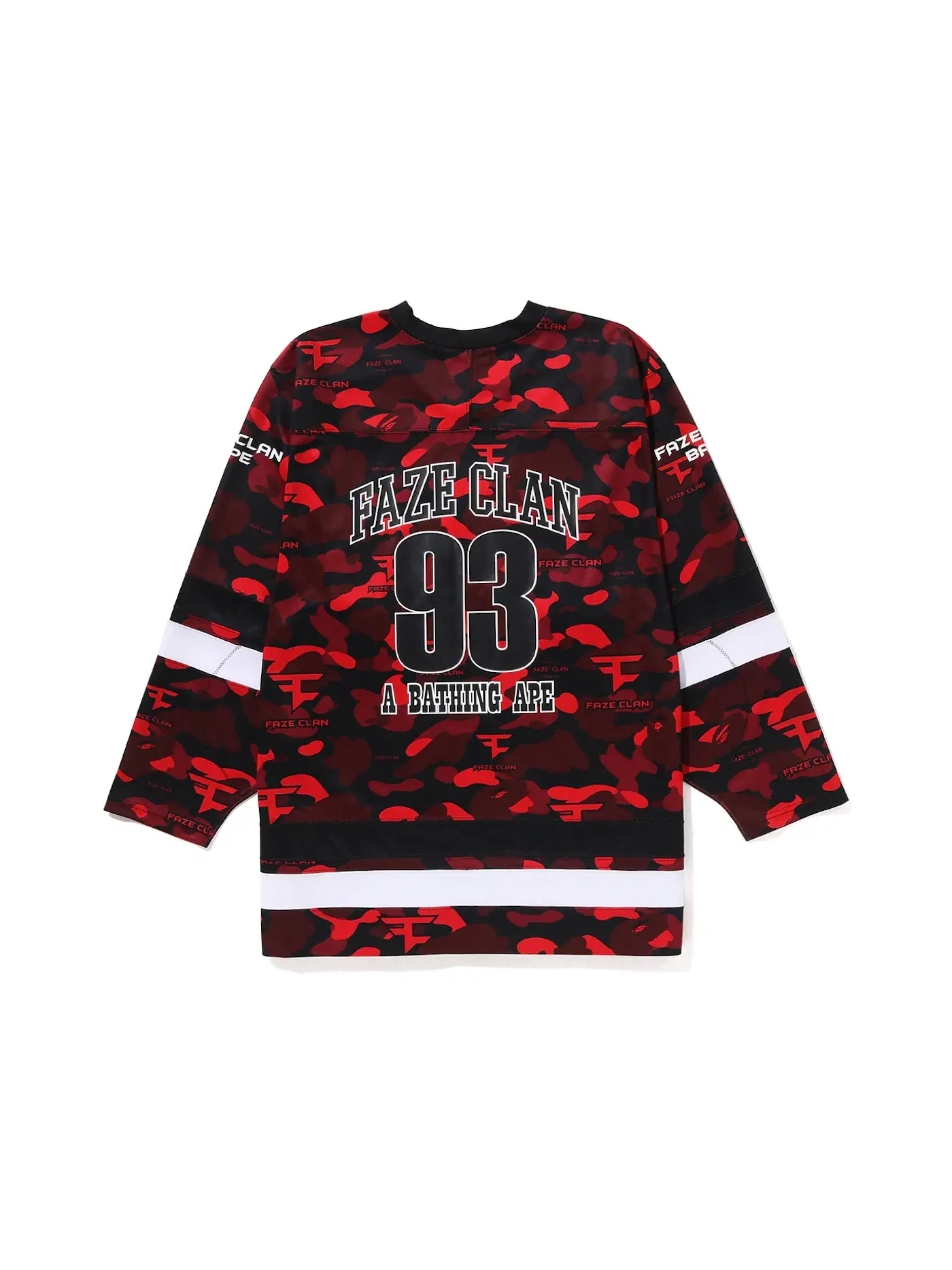 Мужская футболка с длинным рукавом BAPE x Faze Clan Hockey L/S Tee BAPE — изображение 2 из 2, красный