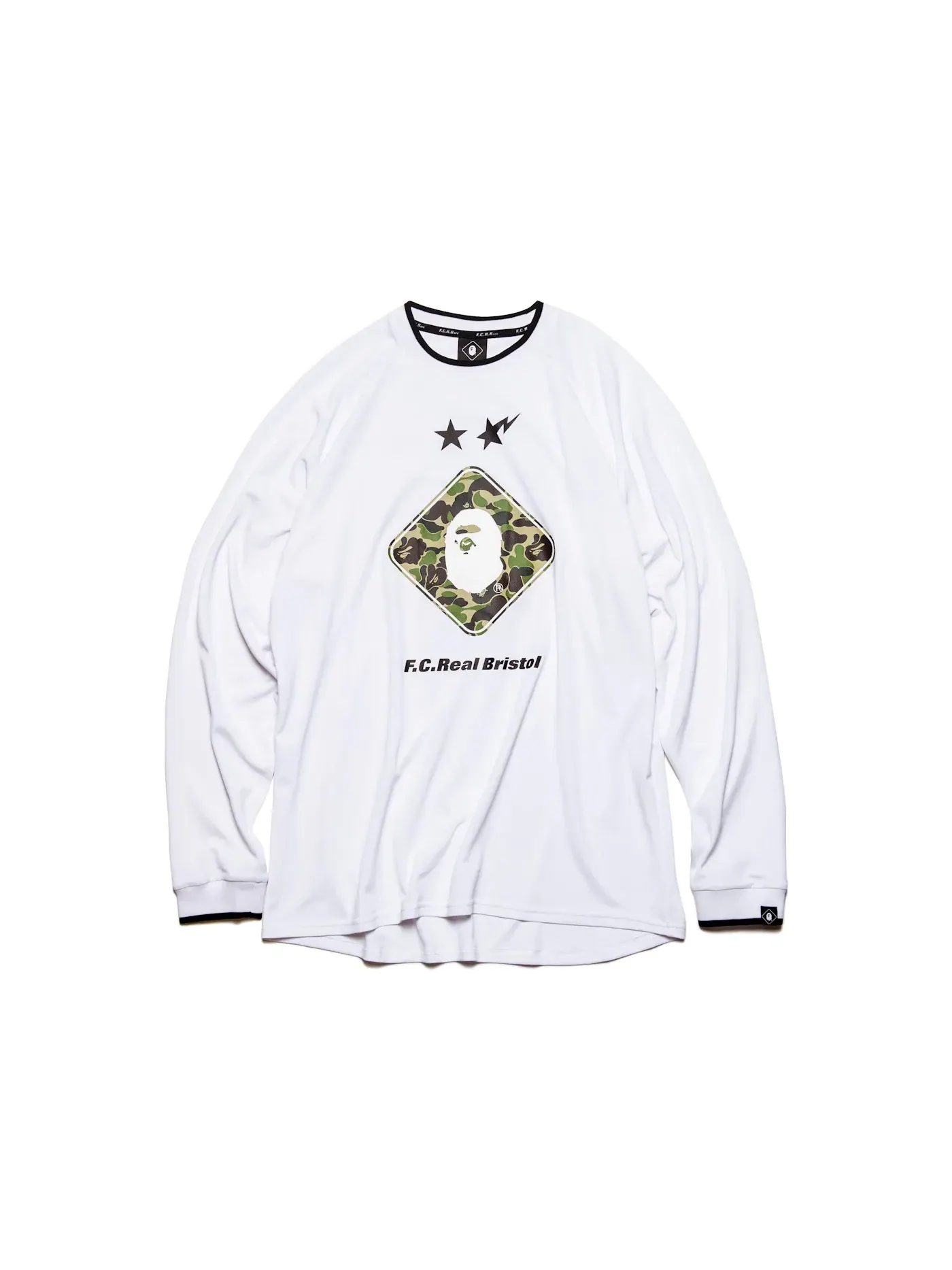 Мужская футболка с длинным рукавом BAPE x F.C.R.B. Emblem L/S Tee BAPE — изображение 1 из 1, белый