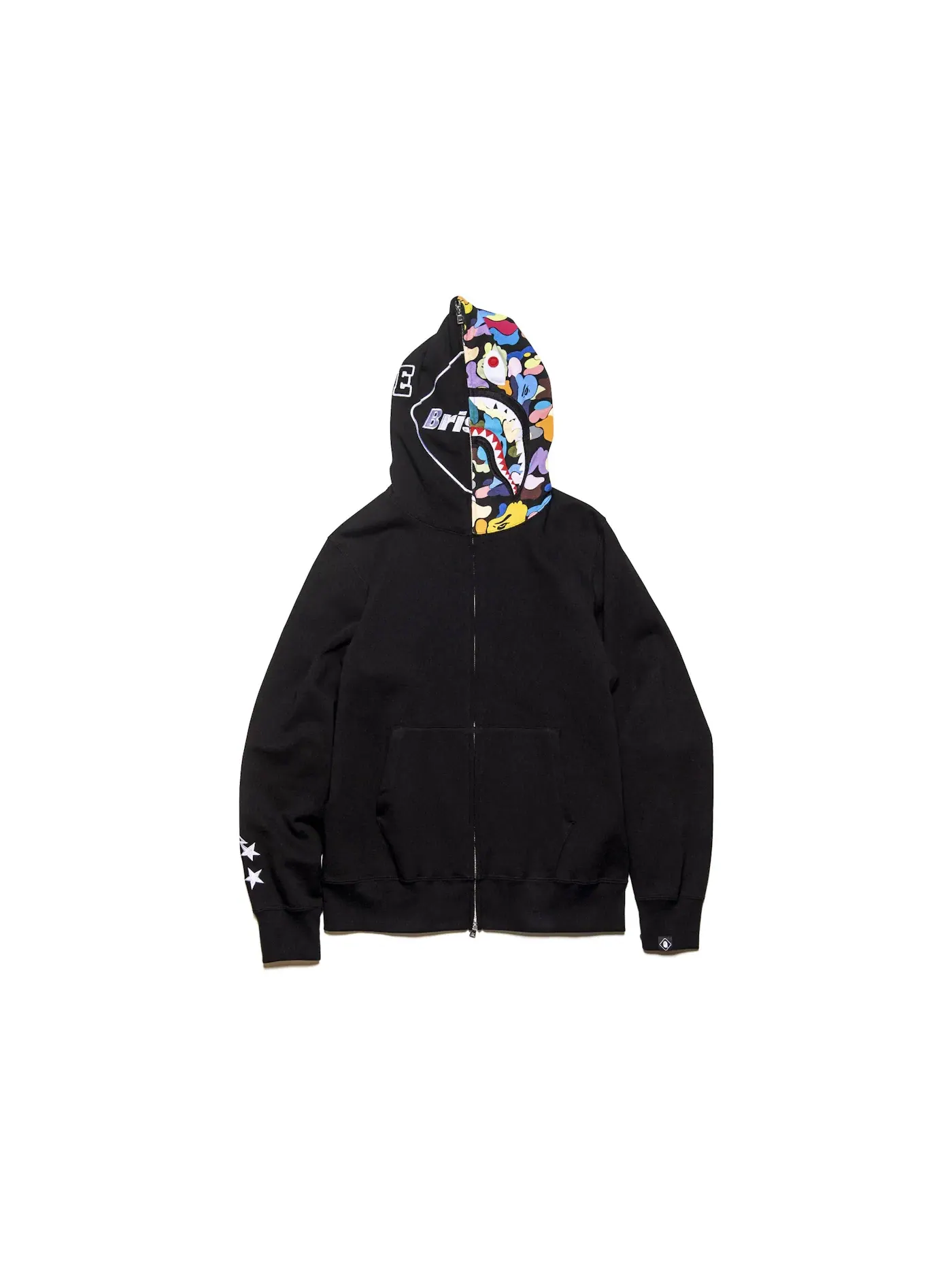 Мужская худи с принтом Shark Full Zip Hoodie BAPE — изображение 1 из 2, черный