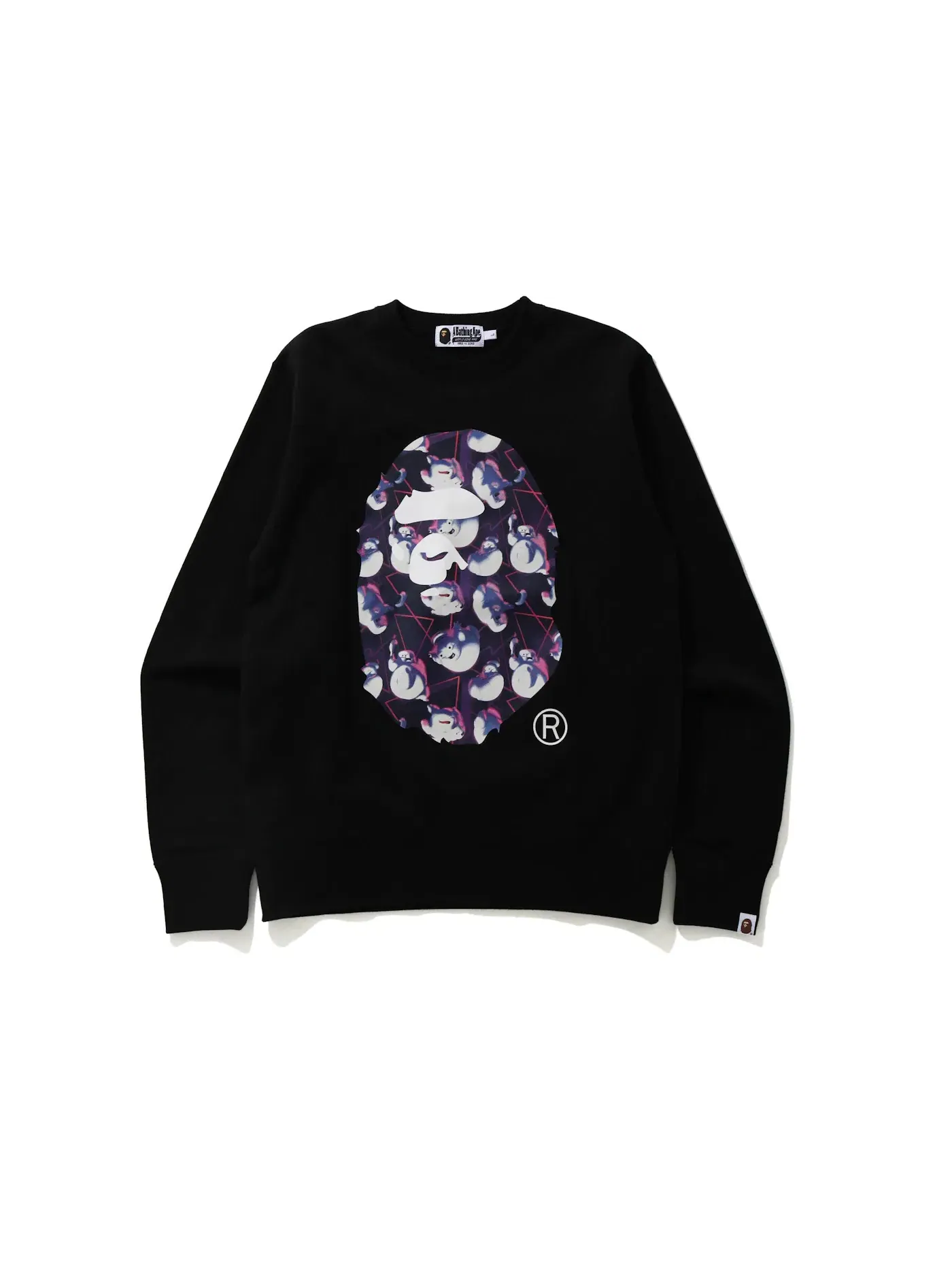 Мужской свитшот с принтом Ape Head Crewneck BAPE — изображение 1 из 2, черный