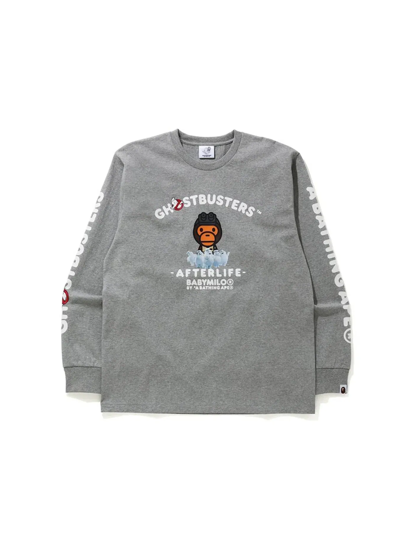Мужская футболка с длинным рукавом BAPE x Ghostbusters Baby Milo L/S Tee — изображение 1 из 3, серый