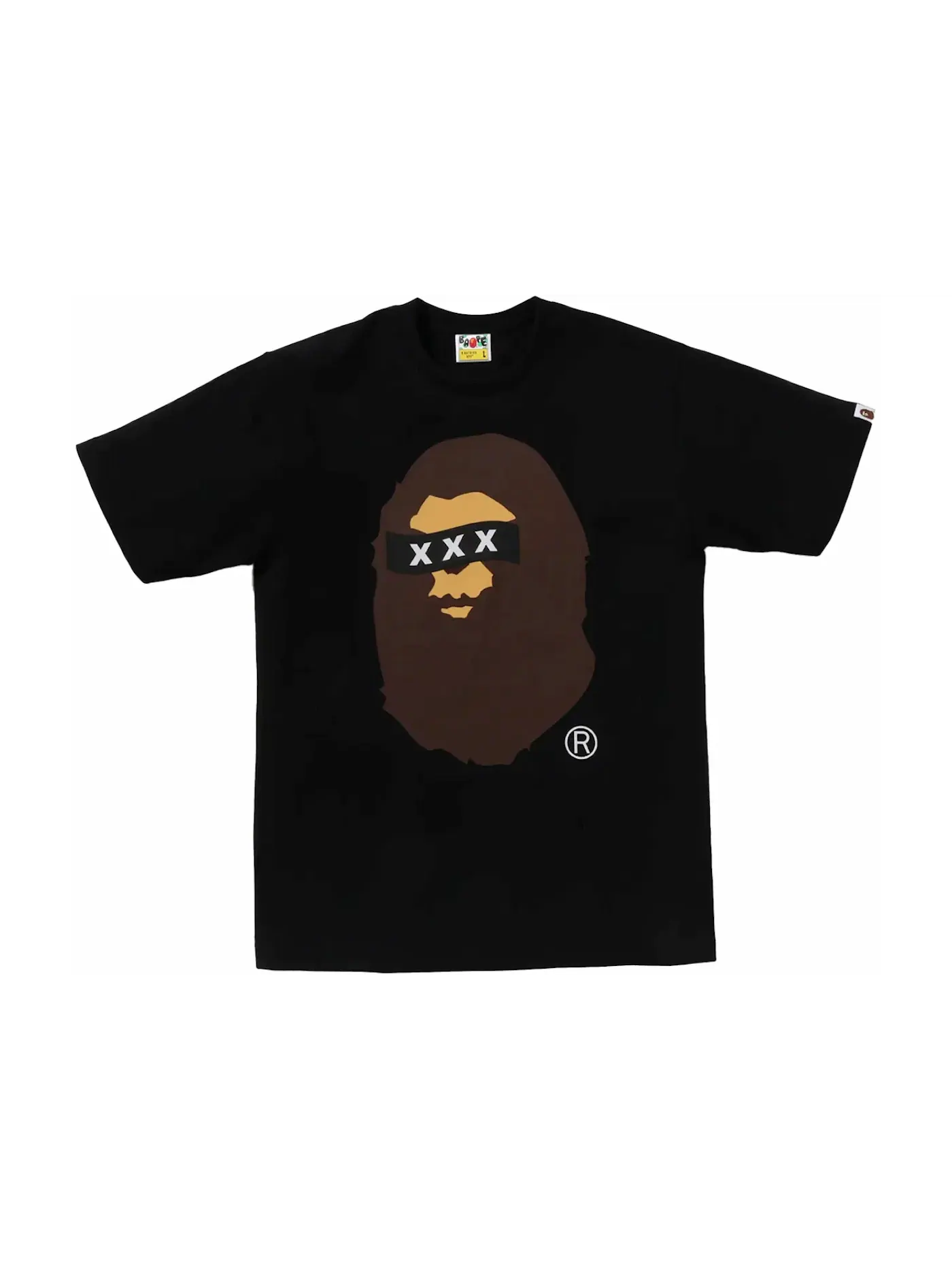 Мужская футболка с принтом BAPE x God Selection XXX Ape Head Tee BAPE — изображение 1 из 1, черный