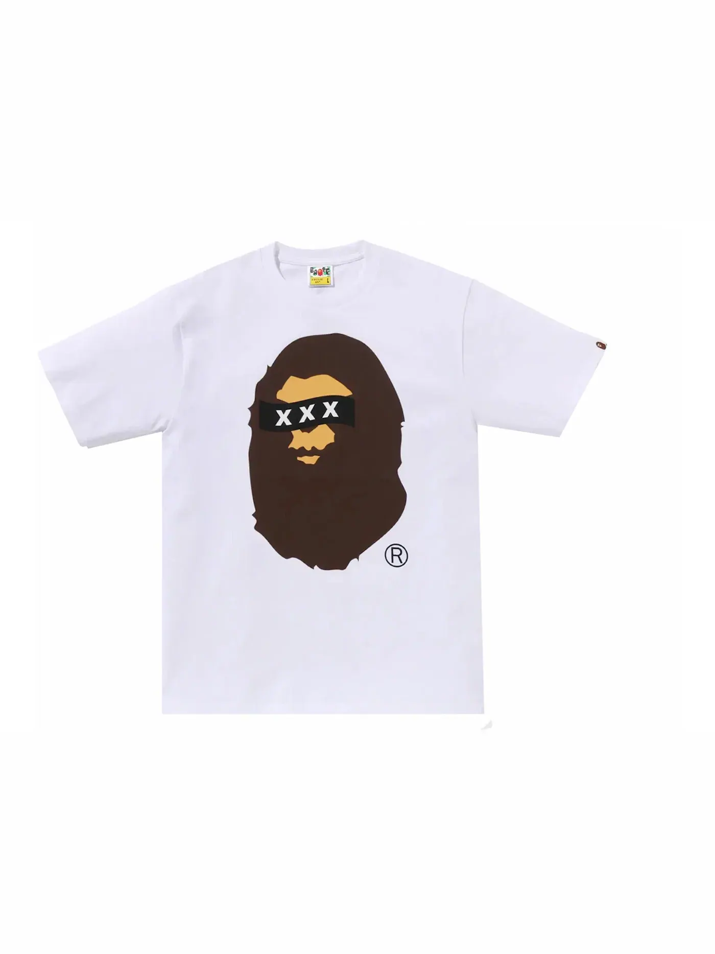 Мужская футболка с принтом BAPE x God Selection XXX Ape Head Tee BAPE — изображение 1 из 1, белый