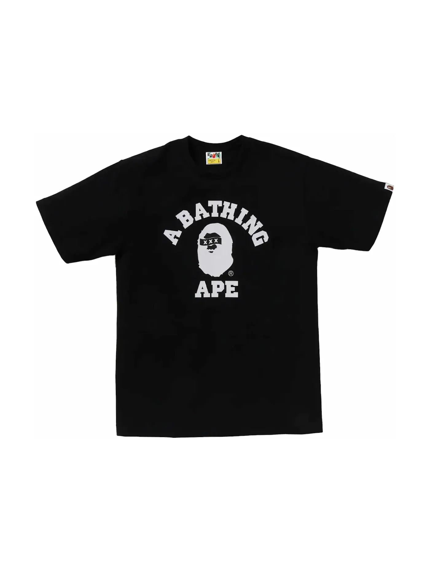 Мужская футболка с принтом BAPE x God Selection XXX College Tee BAPE — изображение 1 из 1, черный