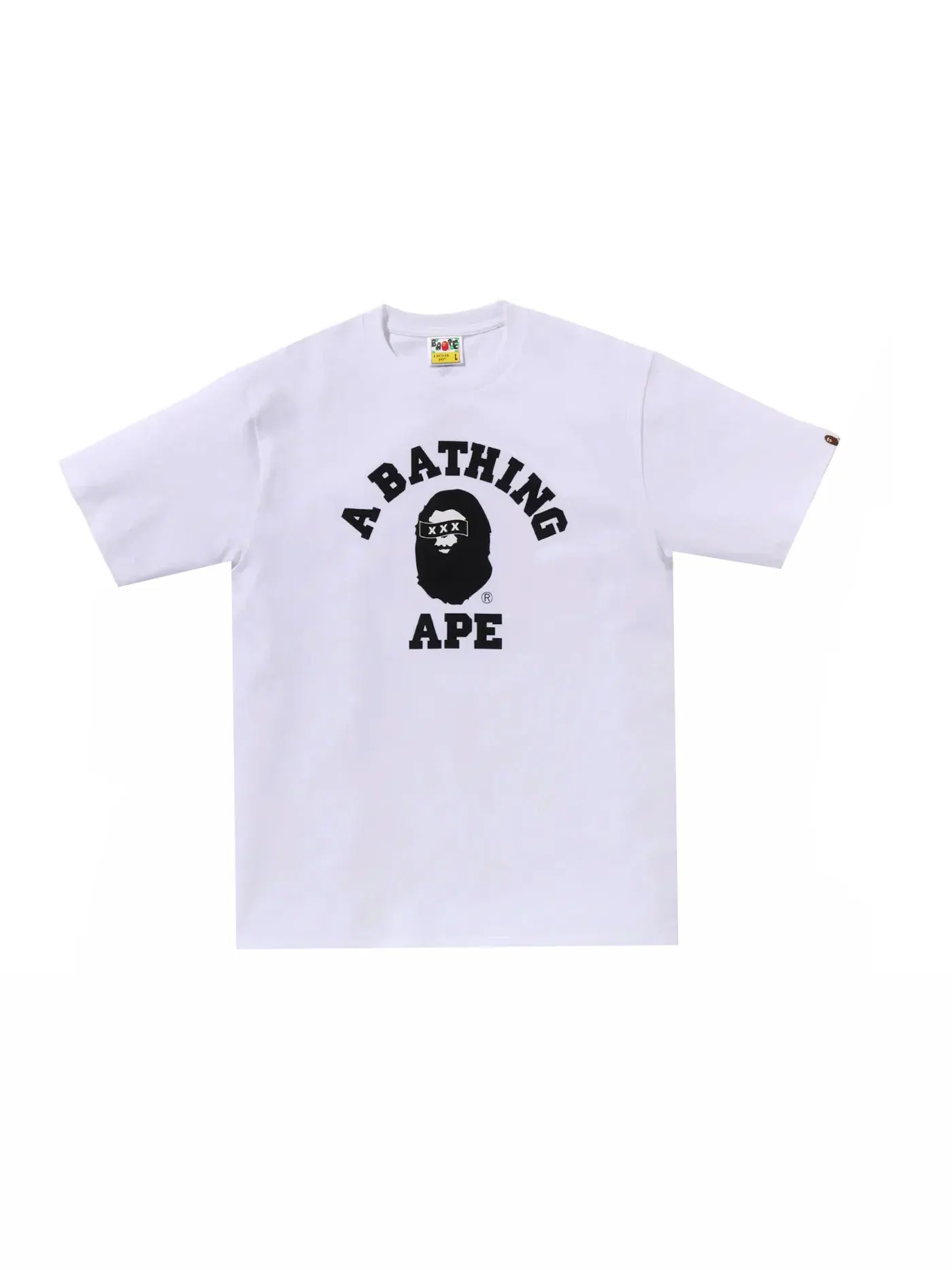 Мужская футболка с принтом BAPE x God Selection XXX College Tee BAPE — изображение 1 из 1, белый