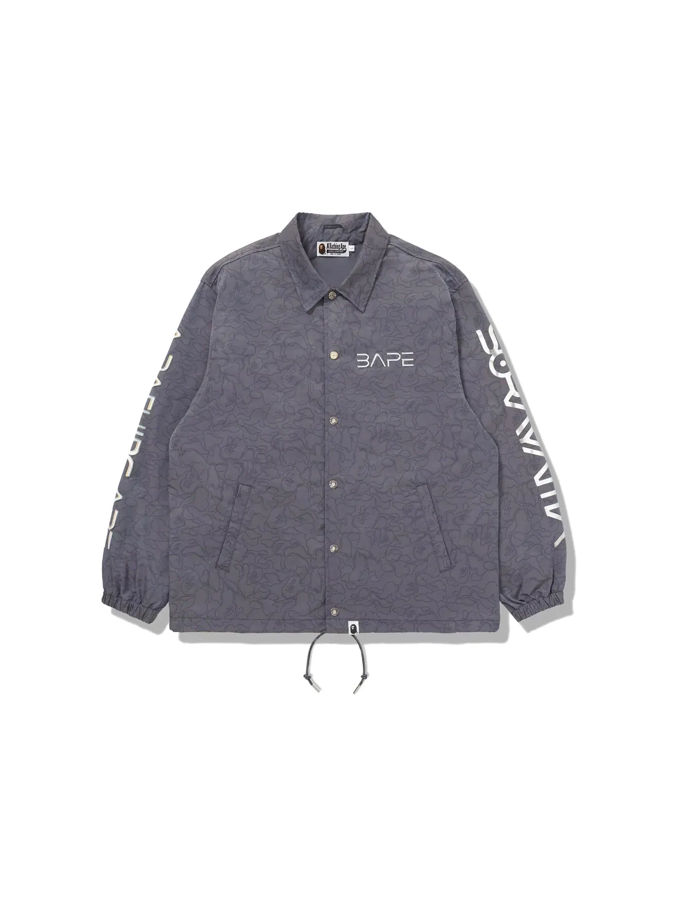 Мужская куртка с принтом BAPE x Hajime Sorayama Shark Coach Jacket — изображение 1 из 3, серый