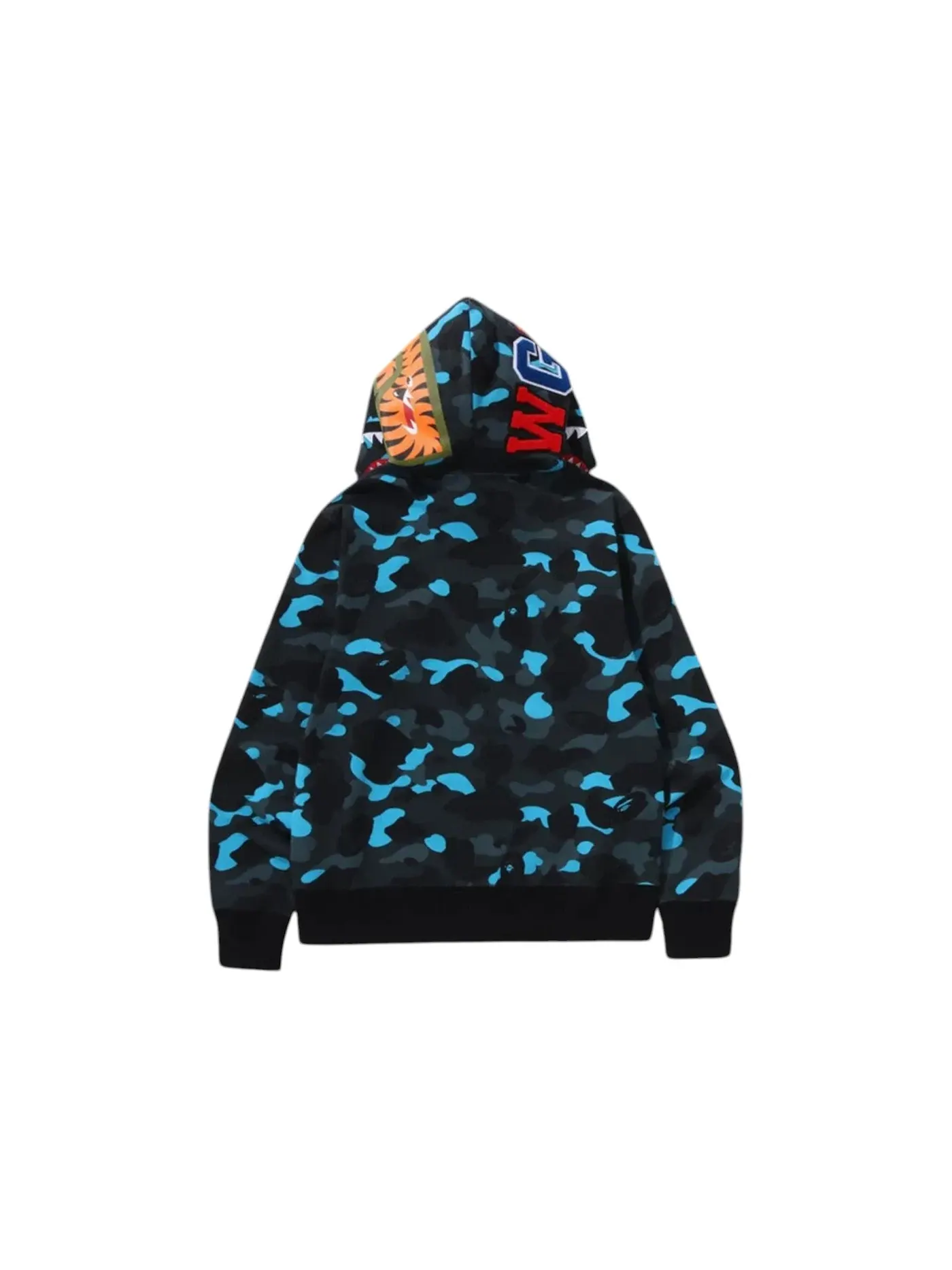 Мужская худи на молнии с принтом BAPE x Helinox Shark Full Zip Hoodie BAPE — изображение 2 из 2, черный/голубой синий