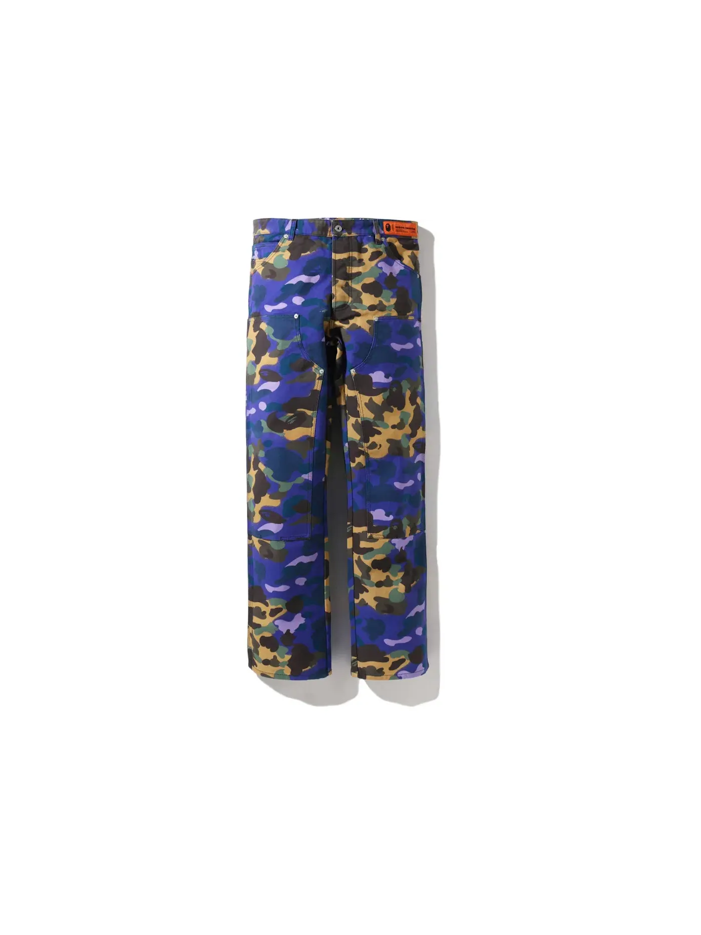 Мужские брюки с камуфляжным принтом BAPE x Heron Preston Mix 1st Camo Duck Painter Pants — изображение 2 из 2, фиолетовый