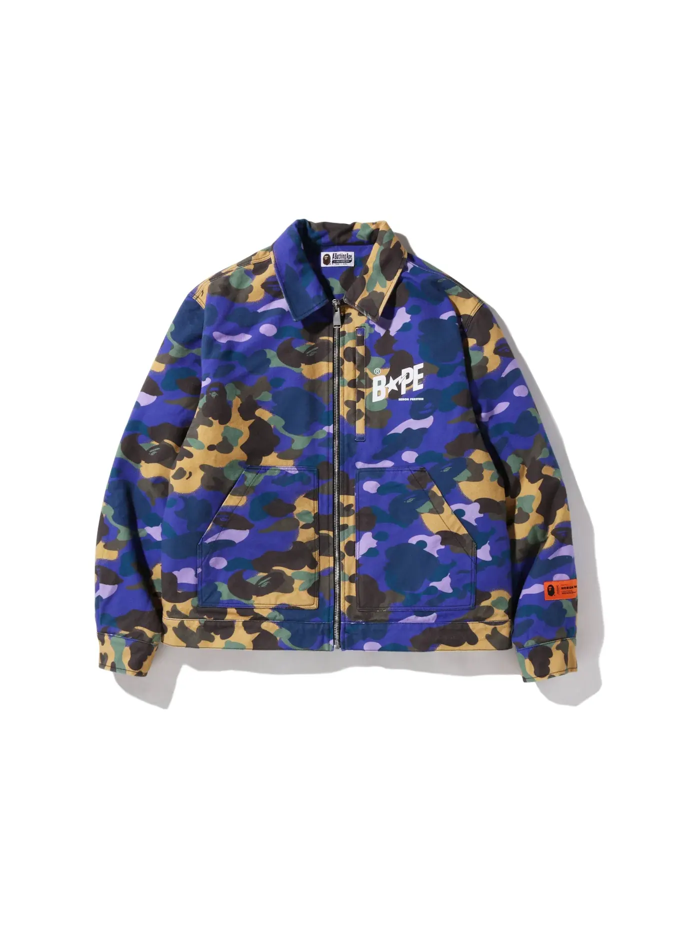 Мужская куртка-тракер с камуфляжным принтом BAPE x Heron Preston Mix 1st Camo Duck — изображение 1 из 2, фиолетовый