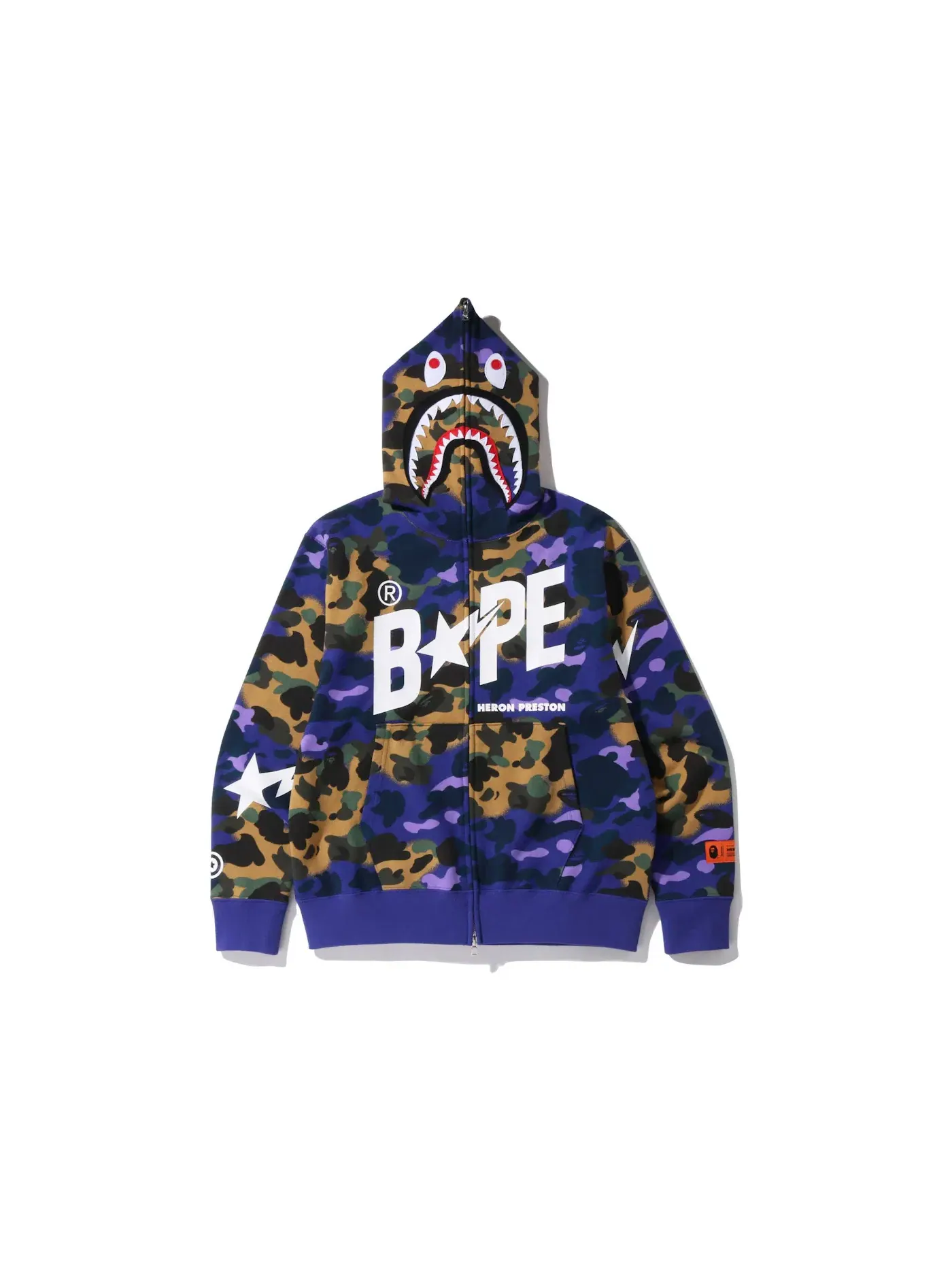 Мужская худи свободного кроя BAPE x Heron Preston Mix 1st Camo Shark Relaxed Fit Full Zip Hoodie BAPE — изображение 1 из 2