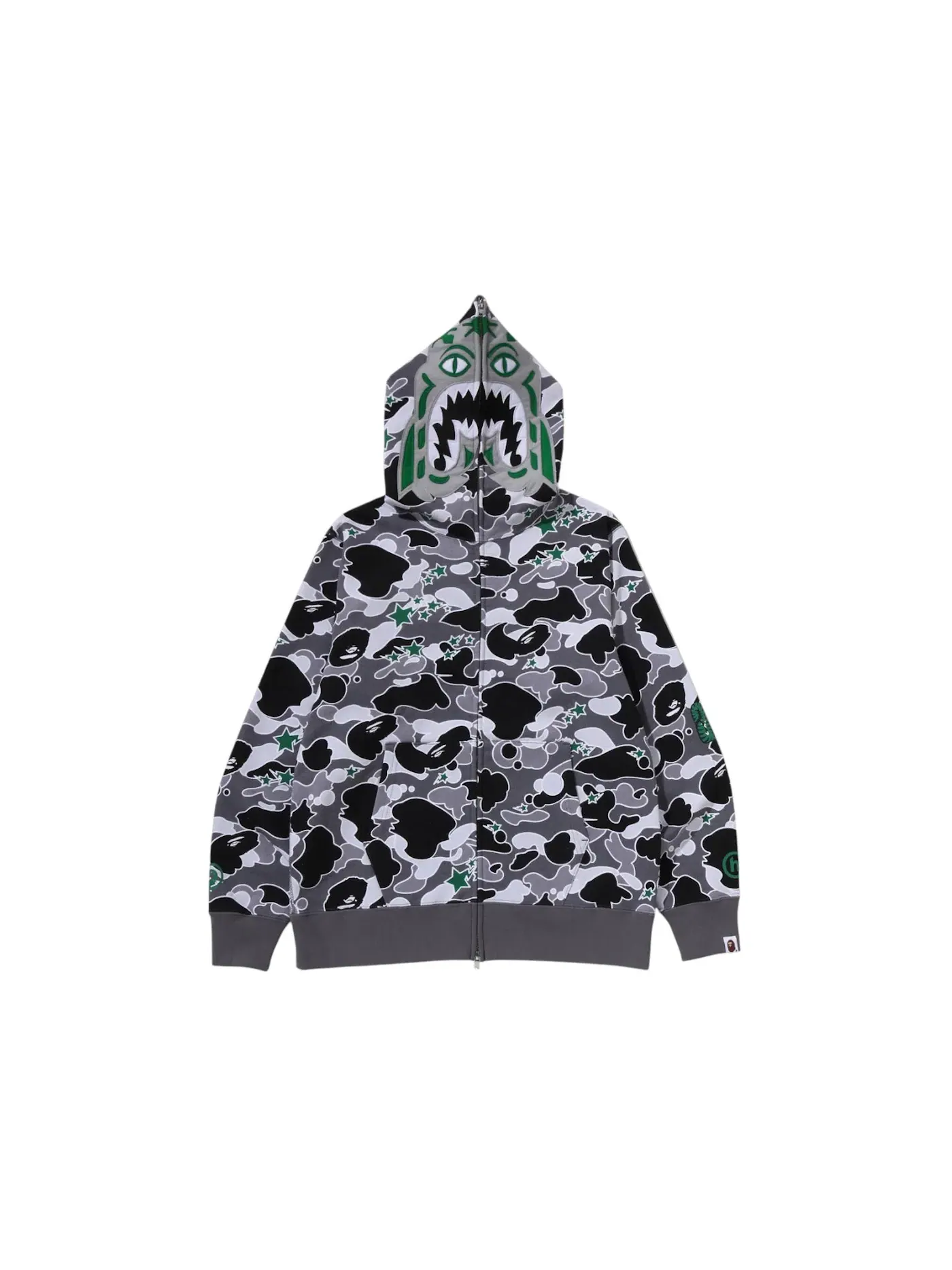 Мужская худи с полной застежкой-молнией Sta Camo Tiger BAPE — изображение 1 из 2, серый