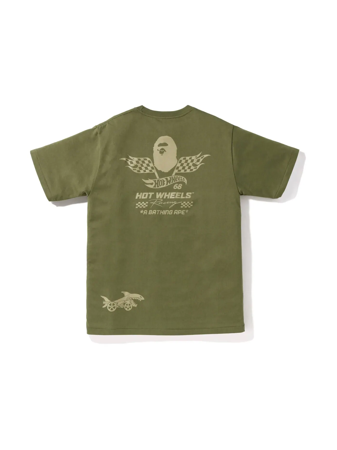 Мужская футболка с принтом BAPE x Hot Wheels Car Tee BAPE — изображение 2 из 2, оливковый