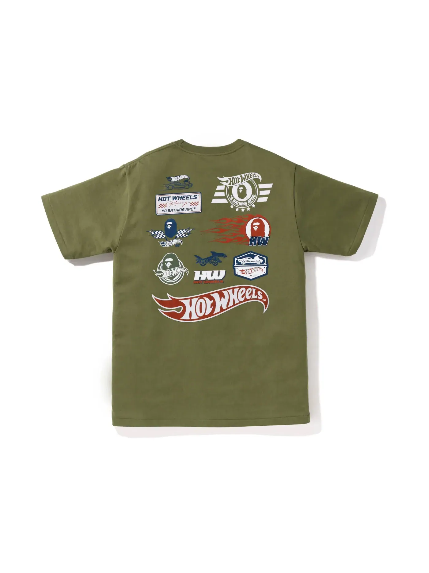 Мужская футболка с принтом BAPE x Hot Wheels Icon Tee BAPE — изображение 1 из 2, оливковый