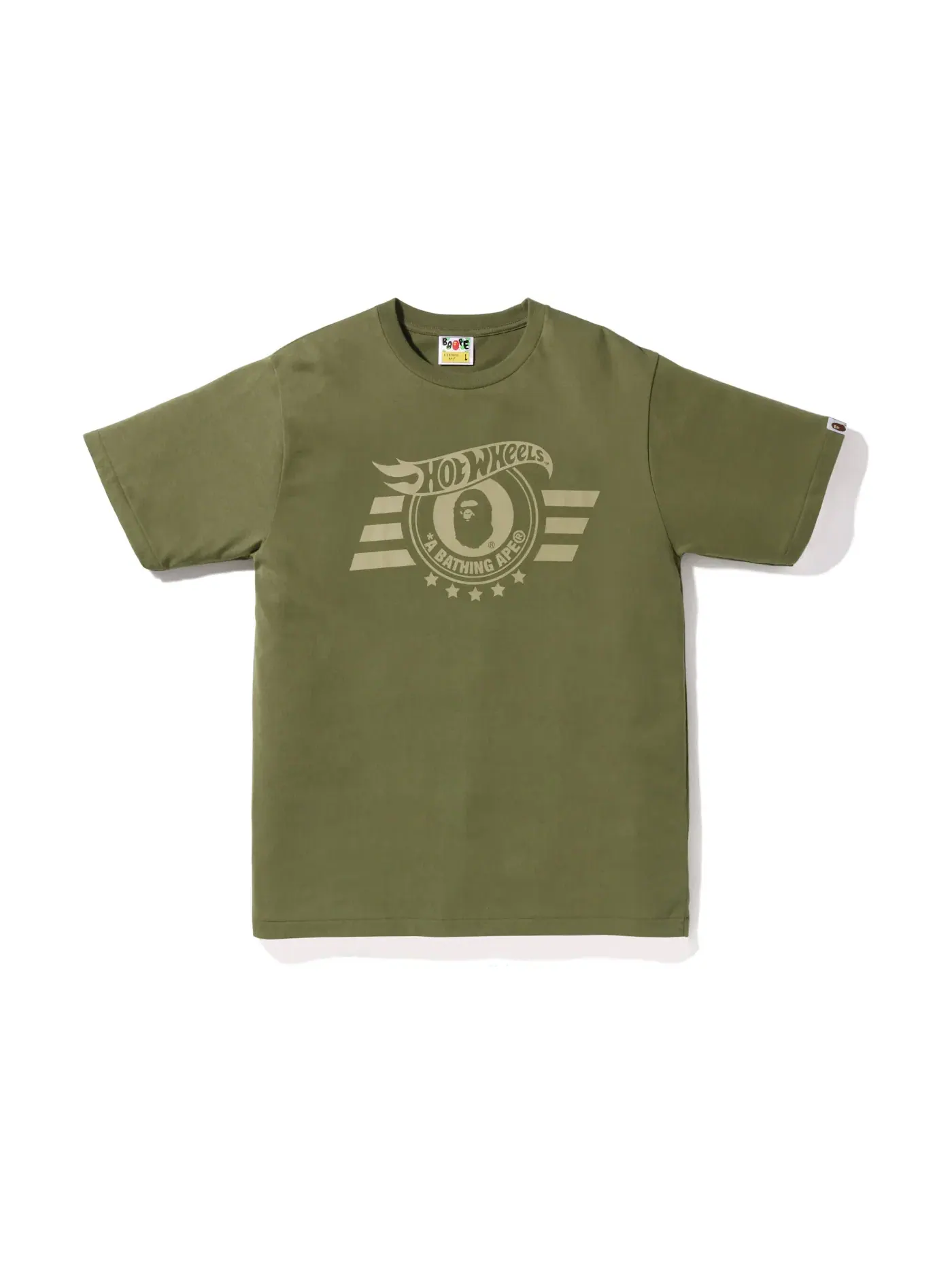 Мужская футболка с принтом BAPE x Hot Wheels Icon Tee BAPE — изображение 2 из 2, оливковый