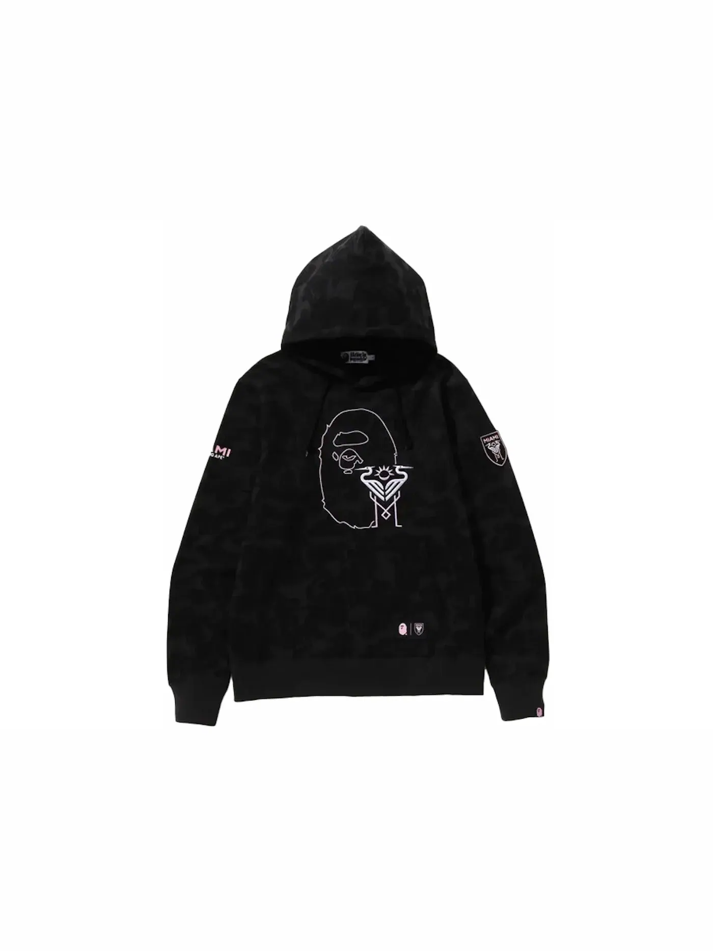Мужской пуловер-худи с камуфляжным принтом BAPE x Inter Miami CF Camo Pullover Hoodie BAPE — изображение 1 из 2, черный