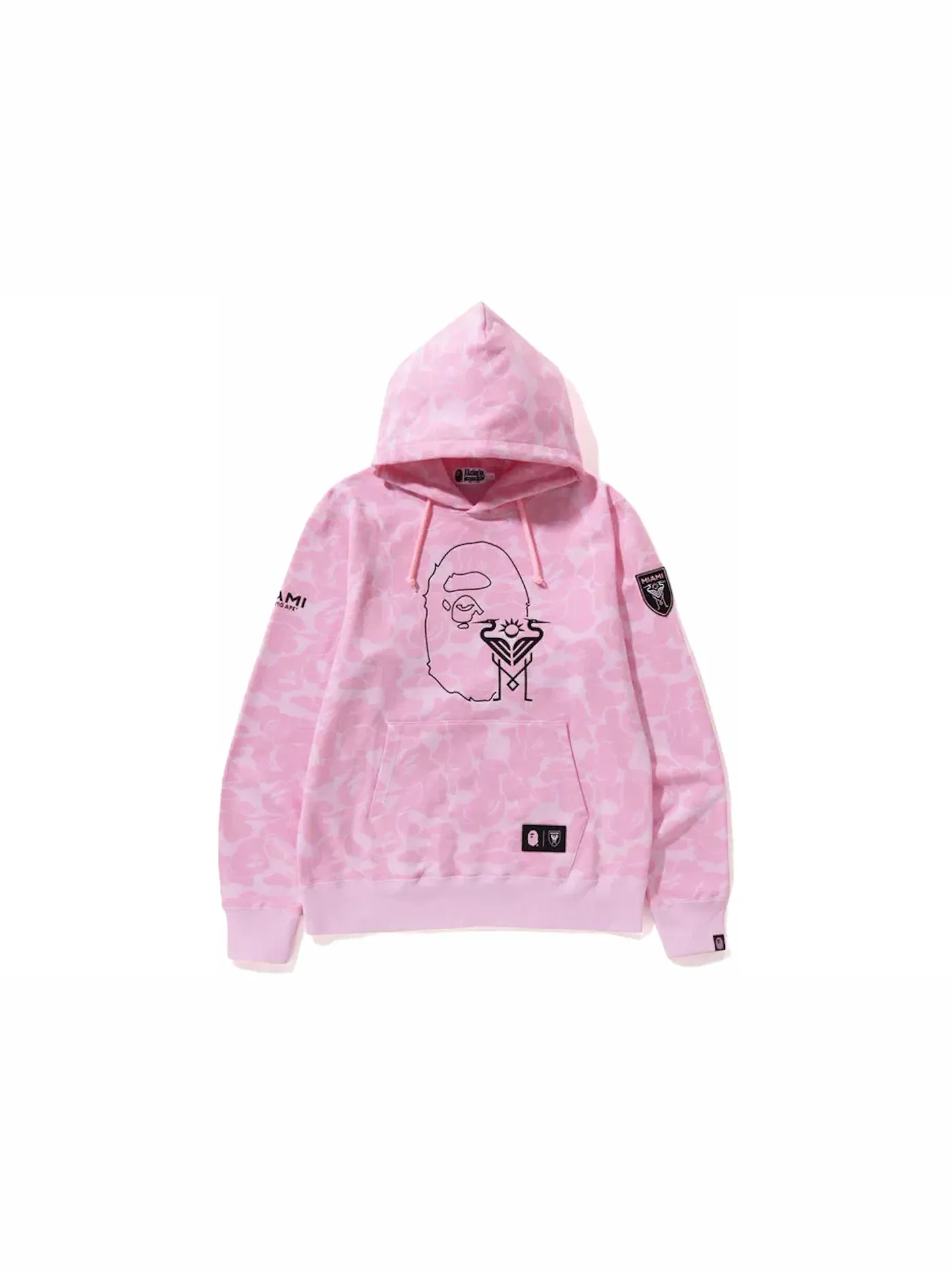 Мужской пуловер с камуфляжным принтом BAPE x Inter Miami CF Camo Pullover Hoodie BAPE — изображение 1 из 1, розовый