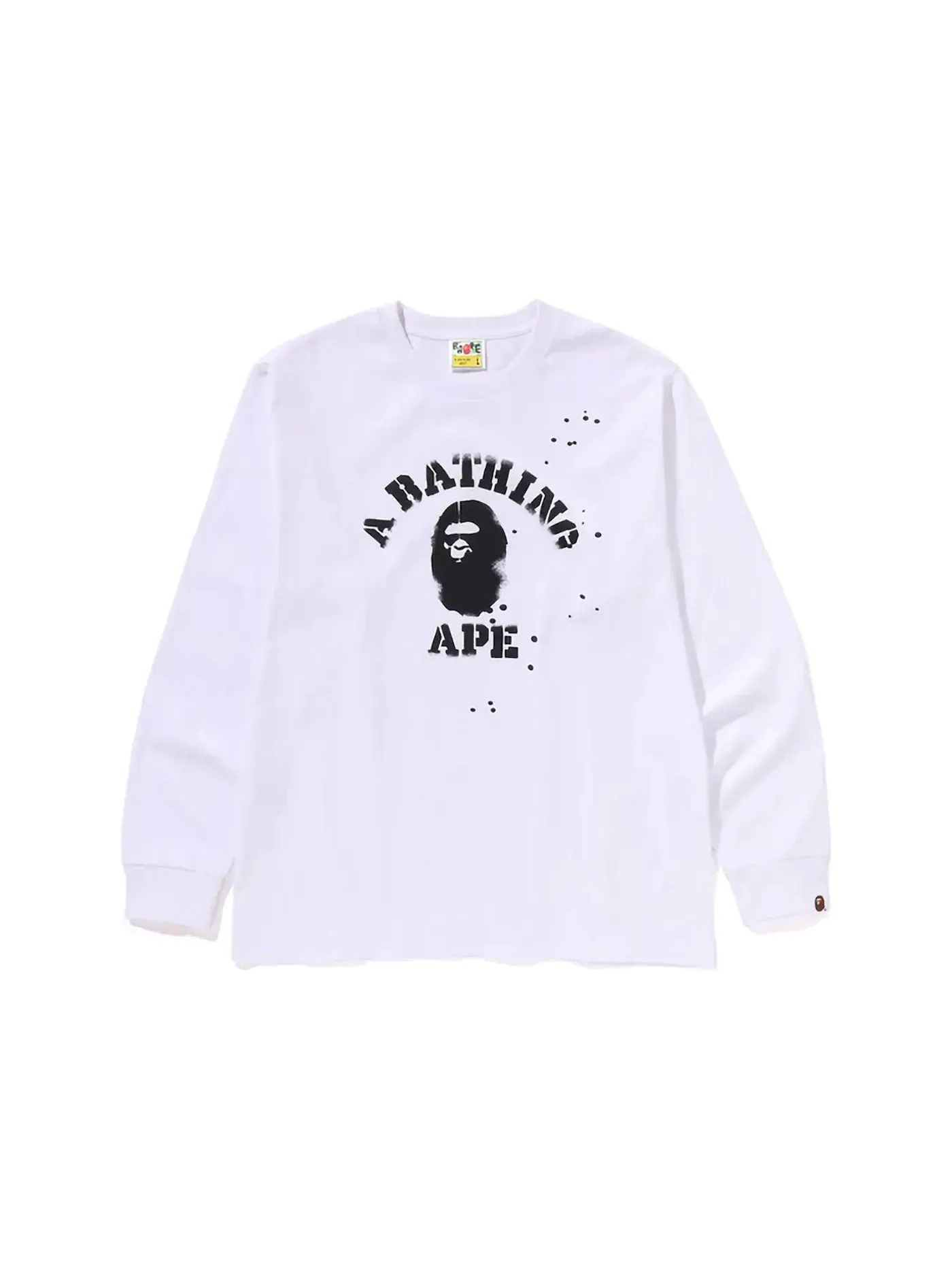 Мужская футболка с длинным рукавом с принтом BAPE x Joshua Vides College L/S Tee BAPE — изображение 1 из 1, белый