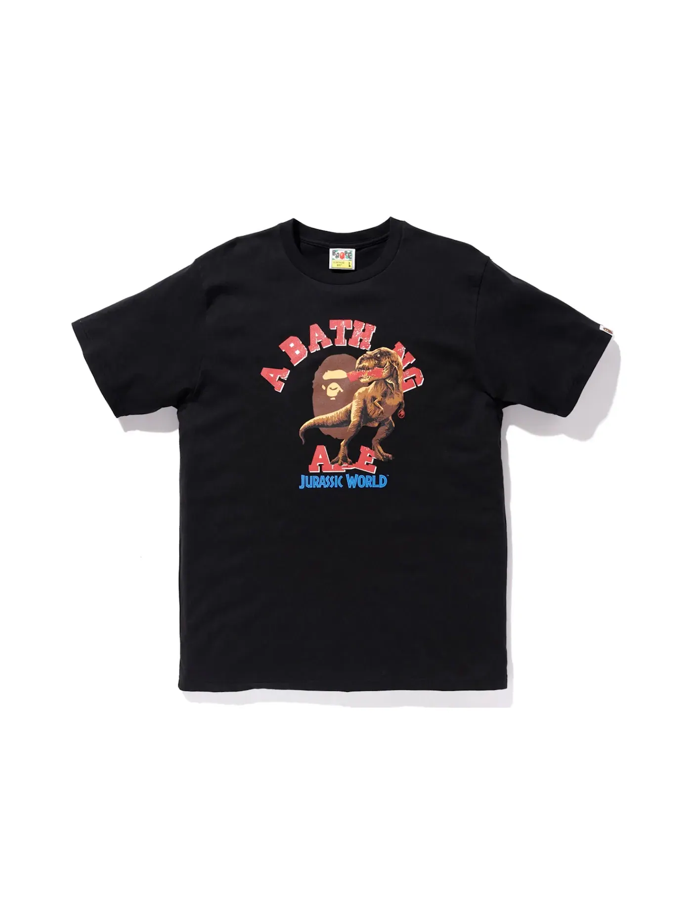 Мужская футболка с принтом BAPE x Jurassic World Raptor College Tee BAPE — изображение 1 из 1, черный