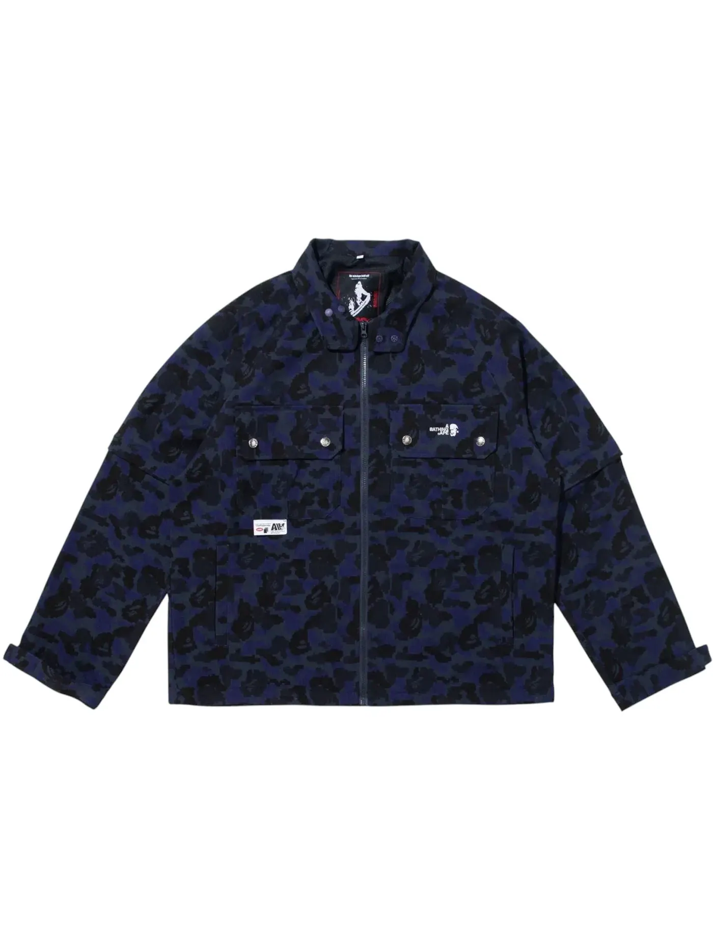 Мужская куртка с принтом BAPE x Kazuki Kuraishi Pixelate Camo Detachable Zip Jacket BAPE — изображение 1 из 1, темно-синий