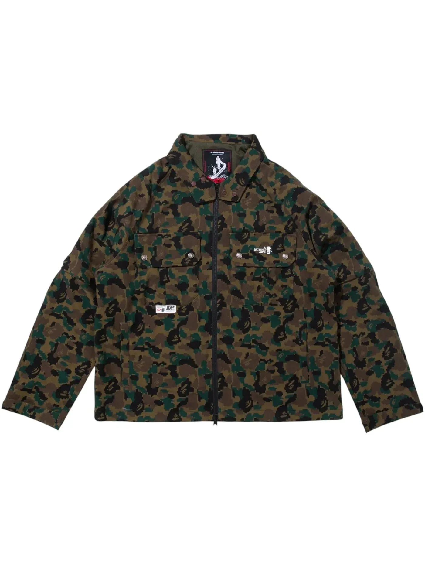 Мужская куртка с принтом BAPE x Kazuki Kuraishi Pixelate Camo Detachable Zip Jacket BAPE — изображение 1 из 1, зеленый