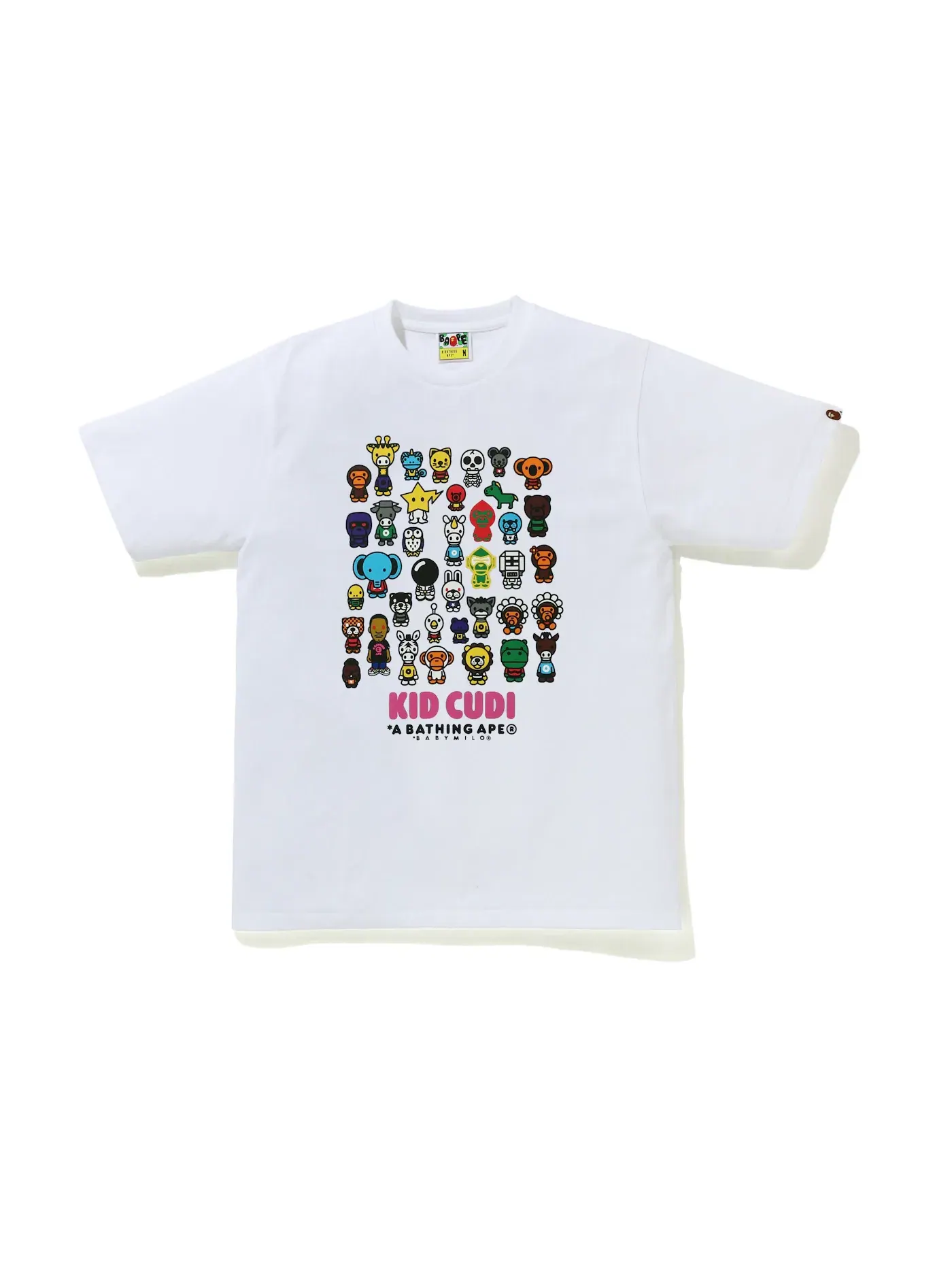 Мужская футболка с принтом BAPE x Kid Cudi Baby Milo Friends BAPE — изображение 1 из 1, белый