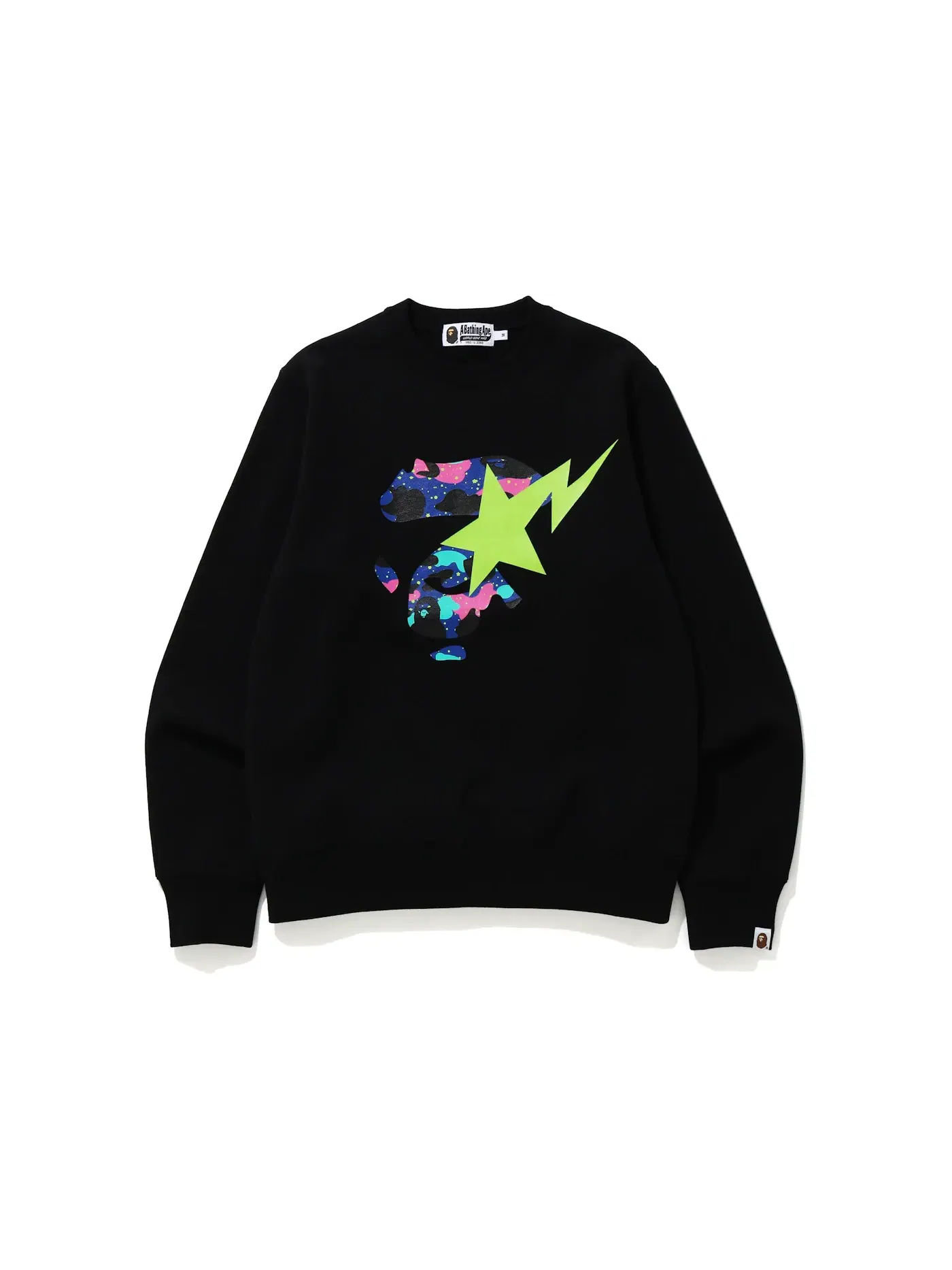 Мужской свитшот с принтом BAPE x Kid Cudi Crewneck BAPE — изображение 1 из 2, черный