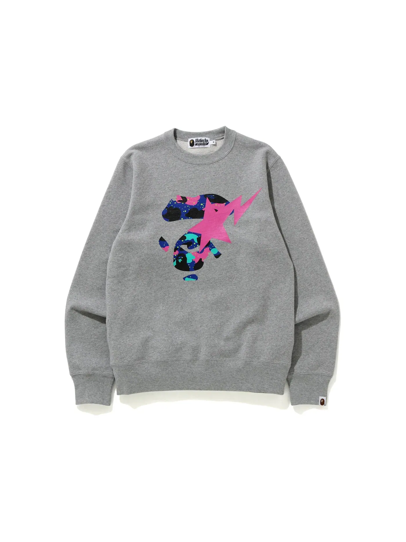 Мужской свитшот с длинным рукавом BAPE x Kid Cudi Crewneck — изображение 1 из 2, серый