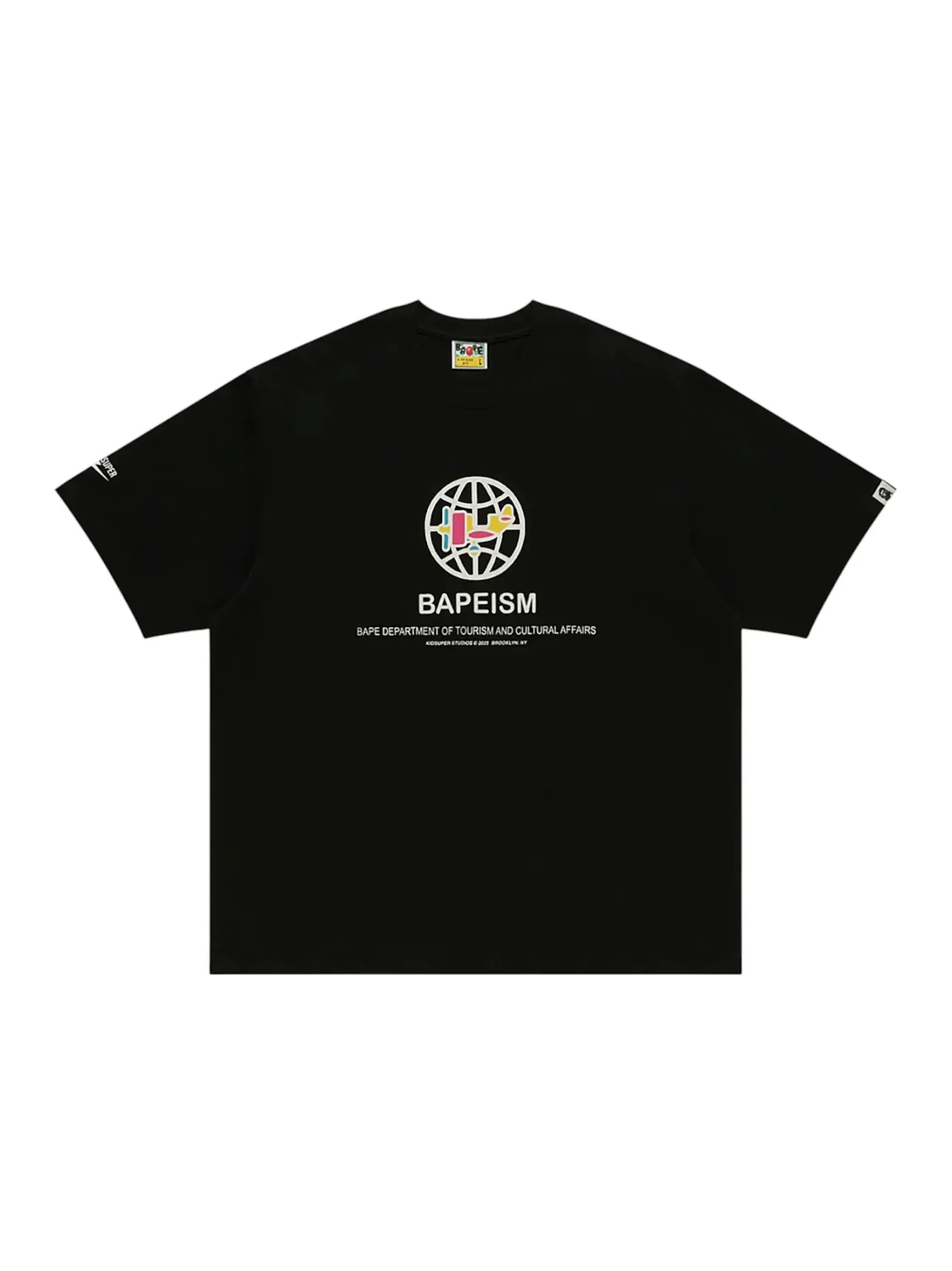 Мужская футболка с принтом BAPE x KidSuper Bapeism Logo Tee BAPE — изображение 1 из 1, черный
