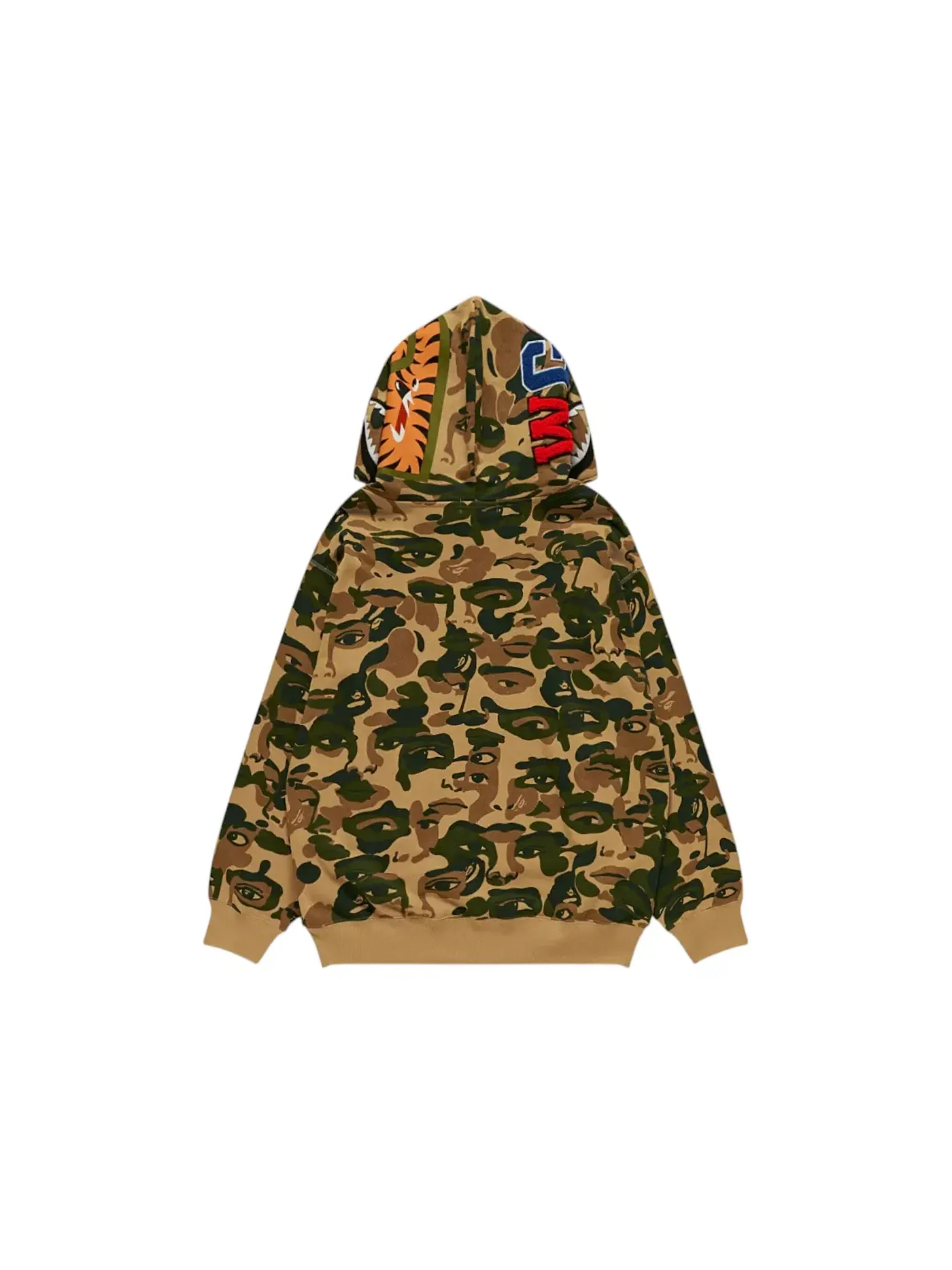 Мужская худи с камуфляжным принтом BAPE x KidSuper Camo Shark Full Zip Hoodie — изображение 1 из 1, зеленый