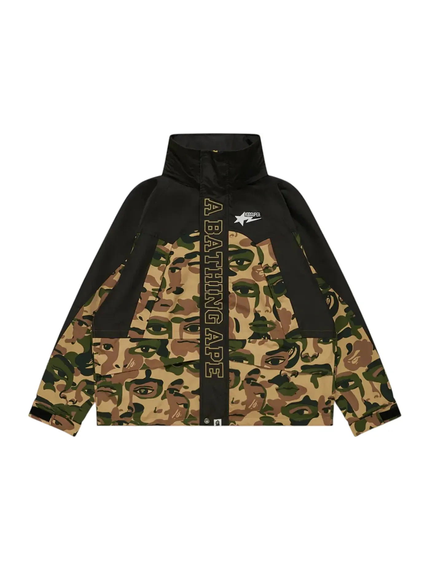 Мужская куртка-сноуборд с камуфляжным принтом BAPE x KidSuper Camo Snowboard Jacket — изображение 1 из 1, зеленый